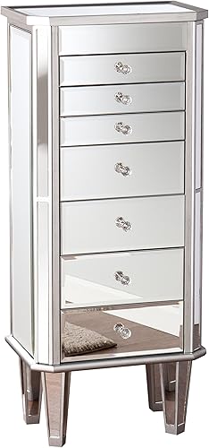 SEI Furniture Armario de joyería espejada Southern Enterprises Margaux MirroredArmoire, plateado, (AMZ2157SJ)