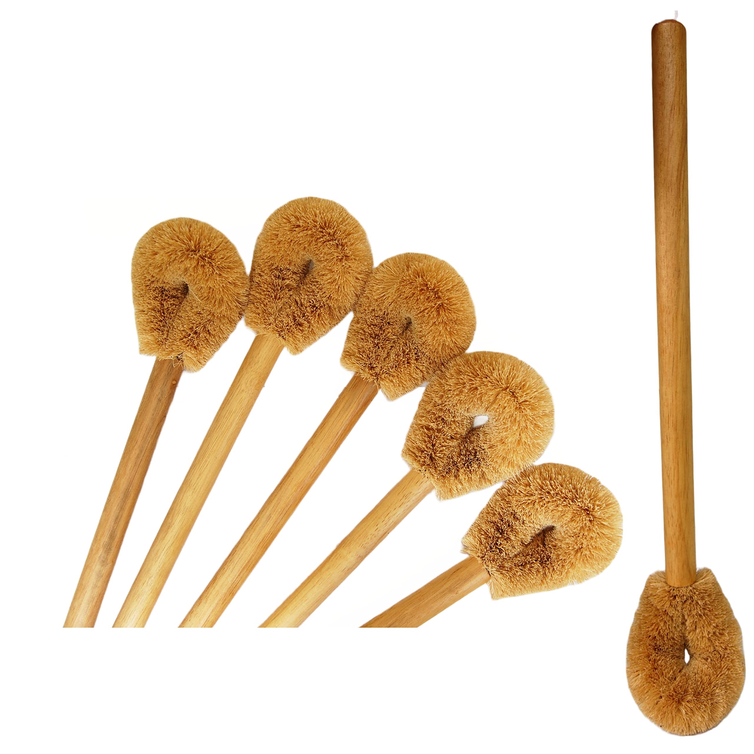 Household Use Eco-friendly Handmade Wooden Base Long Handle Coir Fibre Bathroom Toilet Cleaning HAND BRUSH Zero Waste & Plastic Free Brushes (1)