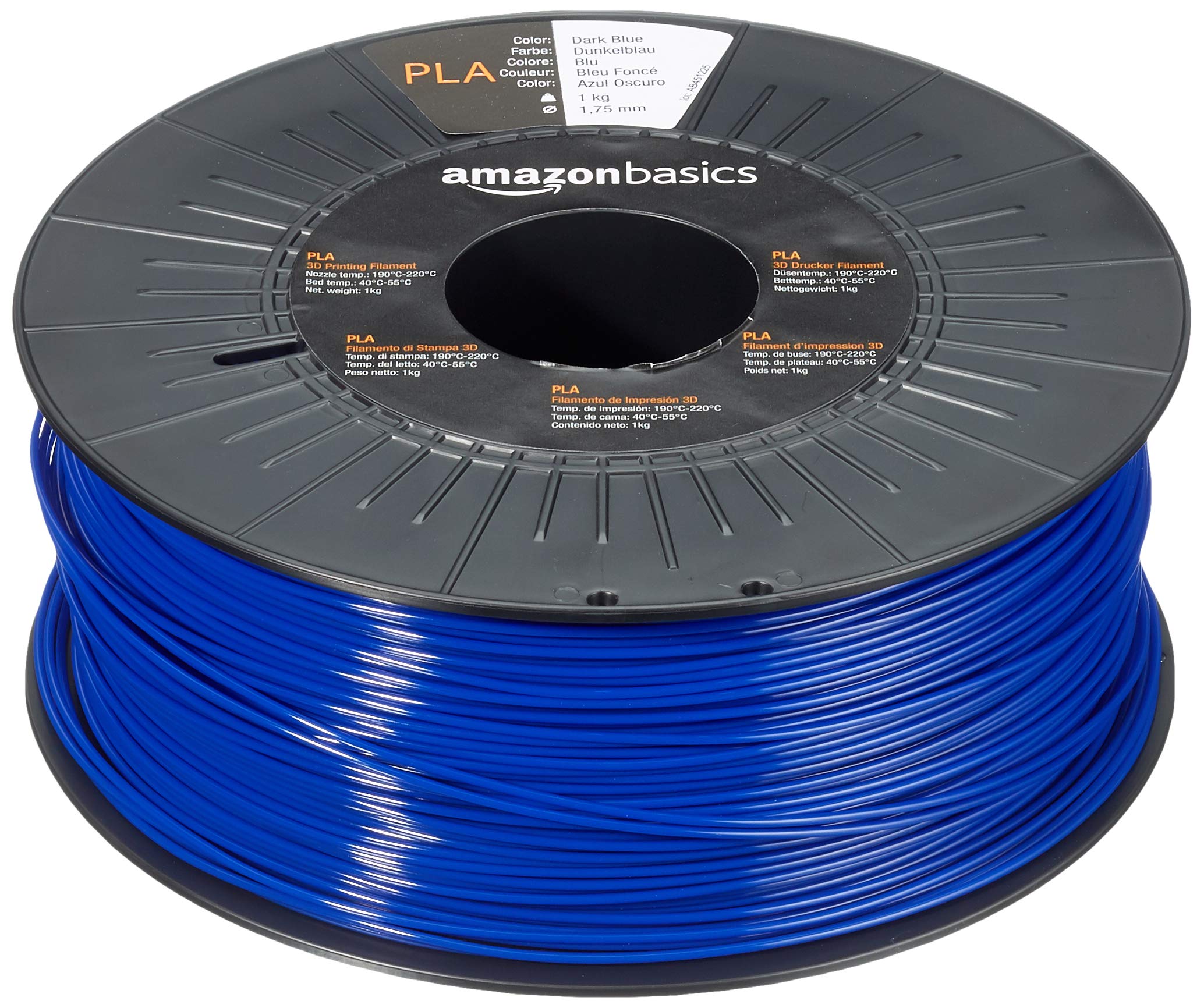 Amazon Basics - Filamento per stampanti 3D, in polilattato (PLA), 1.75 mm, blu scuro, 1 kg per bobina