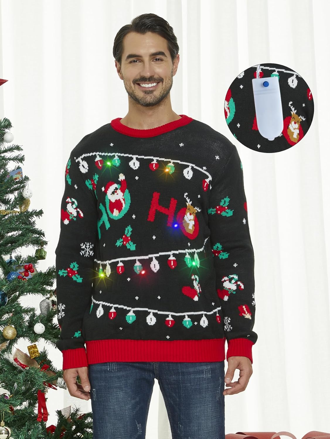 YIJIU Men's Ugly Christmas Sweater Long Sleeve Crew Neck Knitted Sweaters Xmas Holiday Funny Pullover Knitwear Tops - Image 2