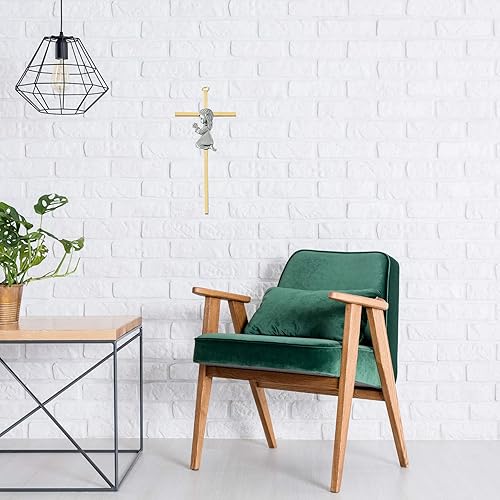 Miniatura 4 de Crucifijo de pared en tono dorado con peltre, regalos de bautismo para niñas, 7 pulgadas