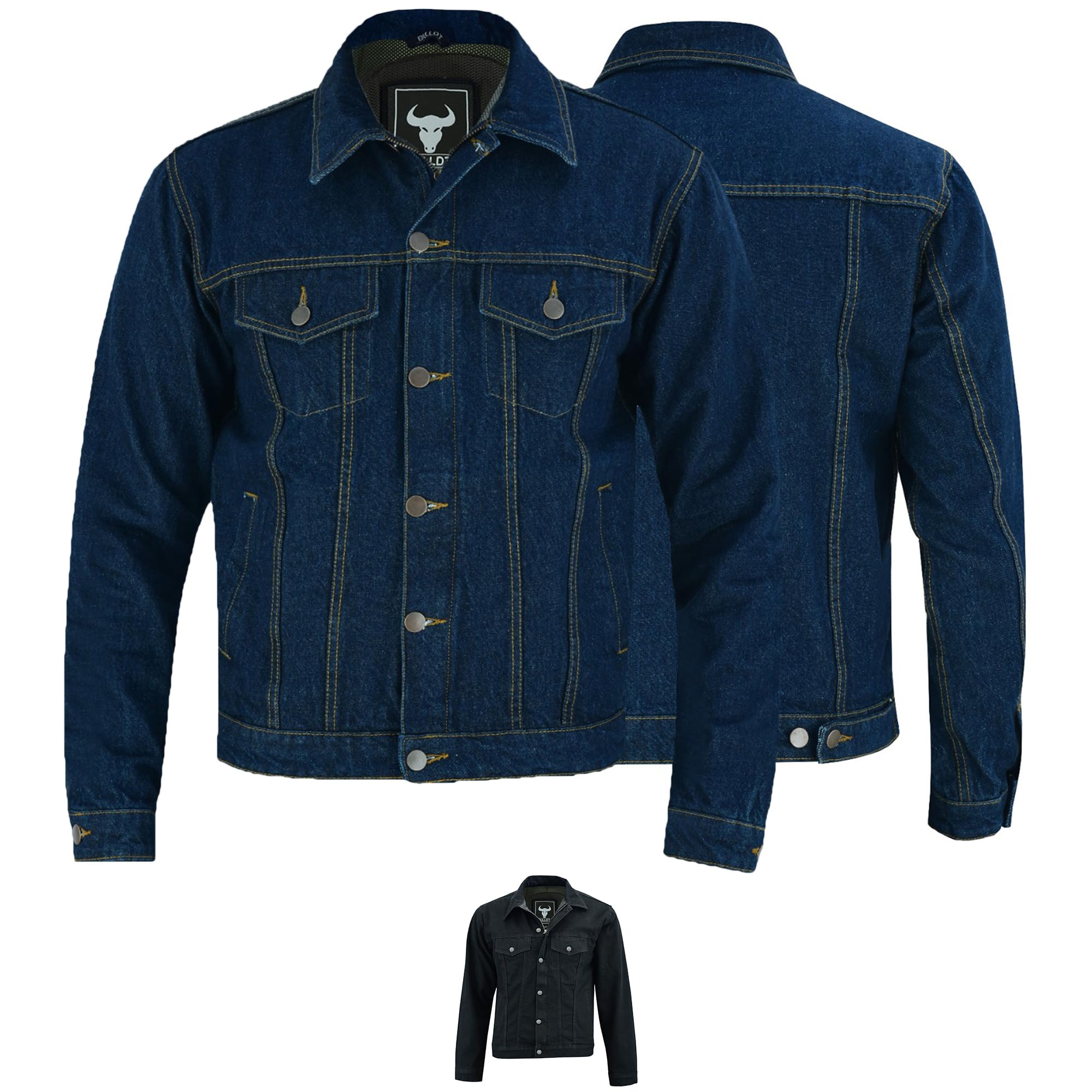 BULLDT Herren Motorradjacke mit Protektoren futter aus 100% Aramid Jeansjacke Trucker