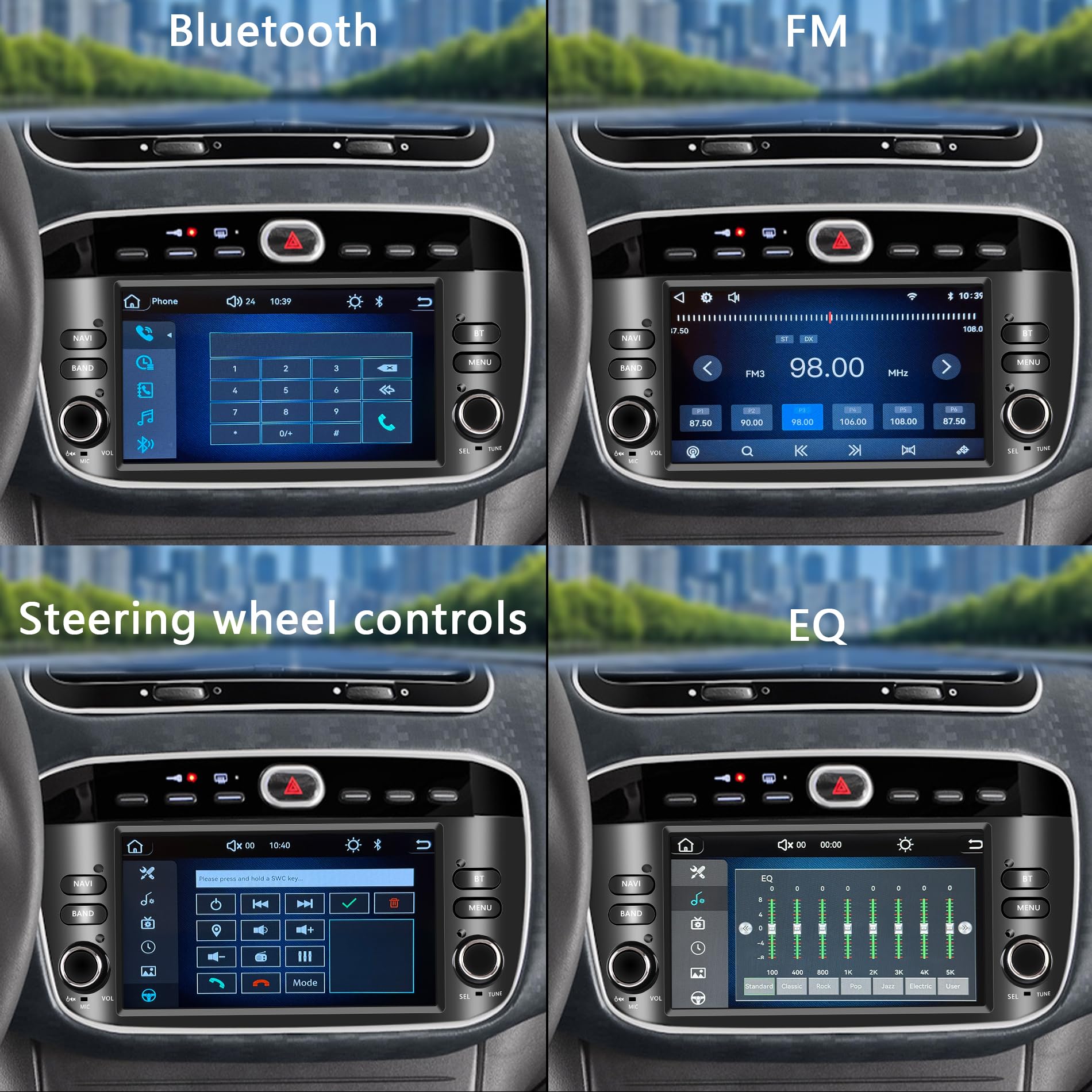 Autoradio para Fiat Punto (2010-2016) / Linea (2012-2015) Wireless CarPlay Android Auto Stereo Auto Bluetooth 7 pollici IPS con Pantalla Táctil con FM/GPS/SWC/Mirror Link
