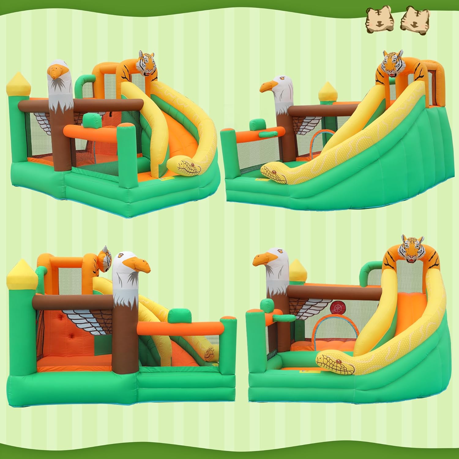 Bounce House, Kids Bounce House with Slide, Inflatable Bouncer Castle with Blower, Basketball Hoop & Toss Game for Garden Parties Outdoor Indoor Play Bounce House for Kids 3-8