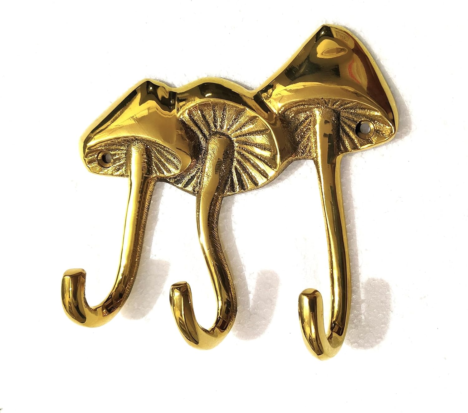 Brass Mushroom Wall Hook Sculpture Unique Decorative Hook for Home Office and Restaurant Decor