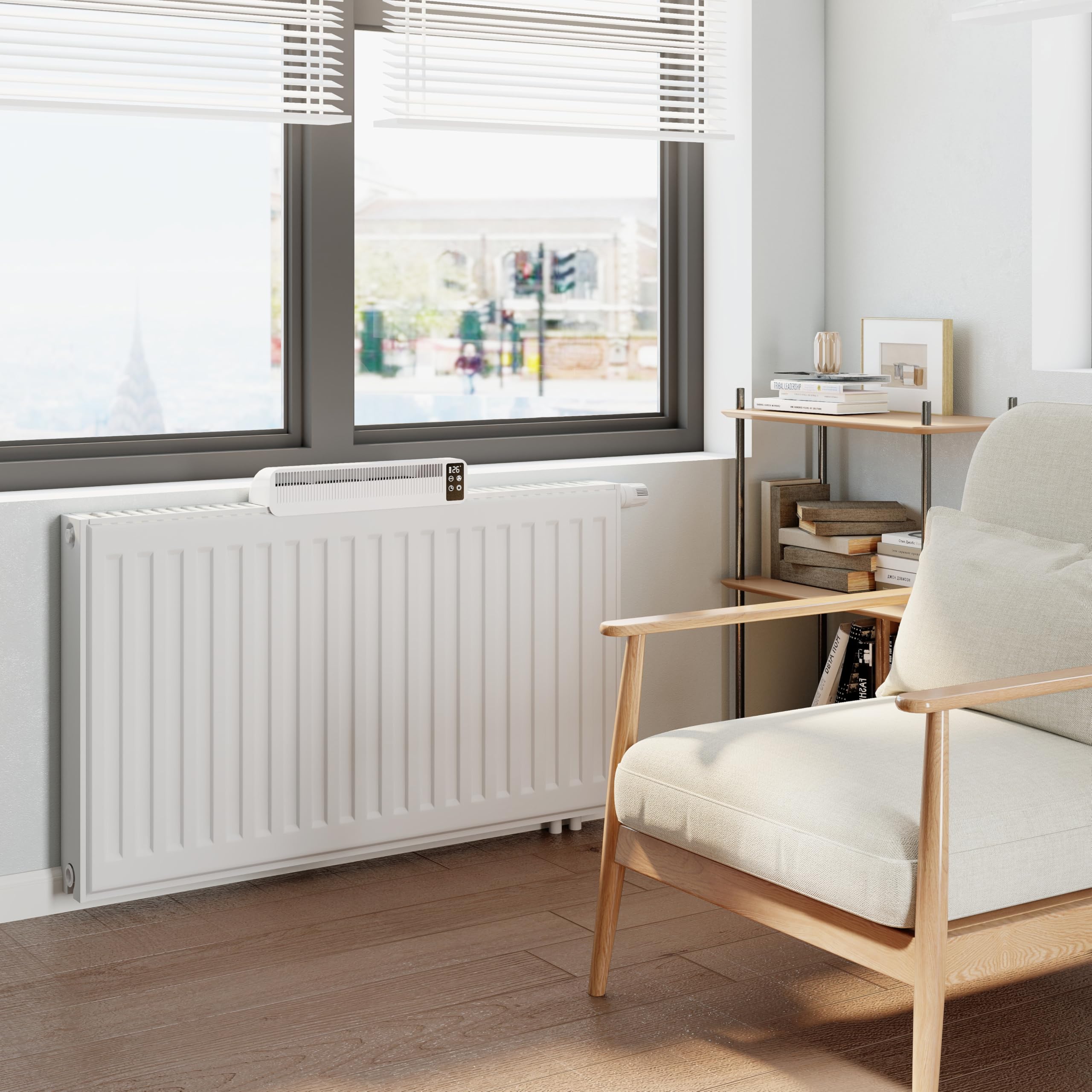 Froadp Heizkörper Ventilator mit Temperaturanzeige – Tragbarer Heizkörperlüfter mit 3 Geschwindigkeiten, Timer & Smart Wärmesensor, Leiser Heizkörper Lüfter zur Effizienzsteigerung der Heizung