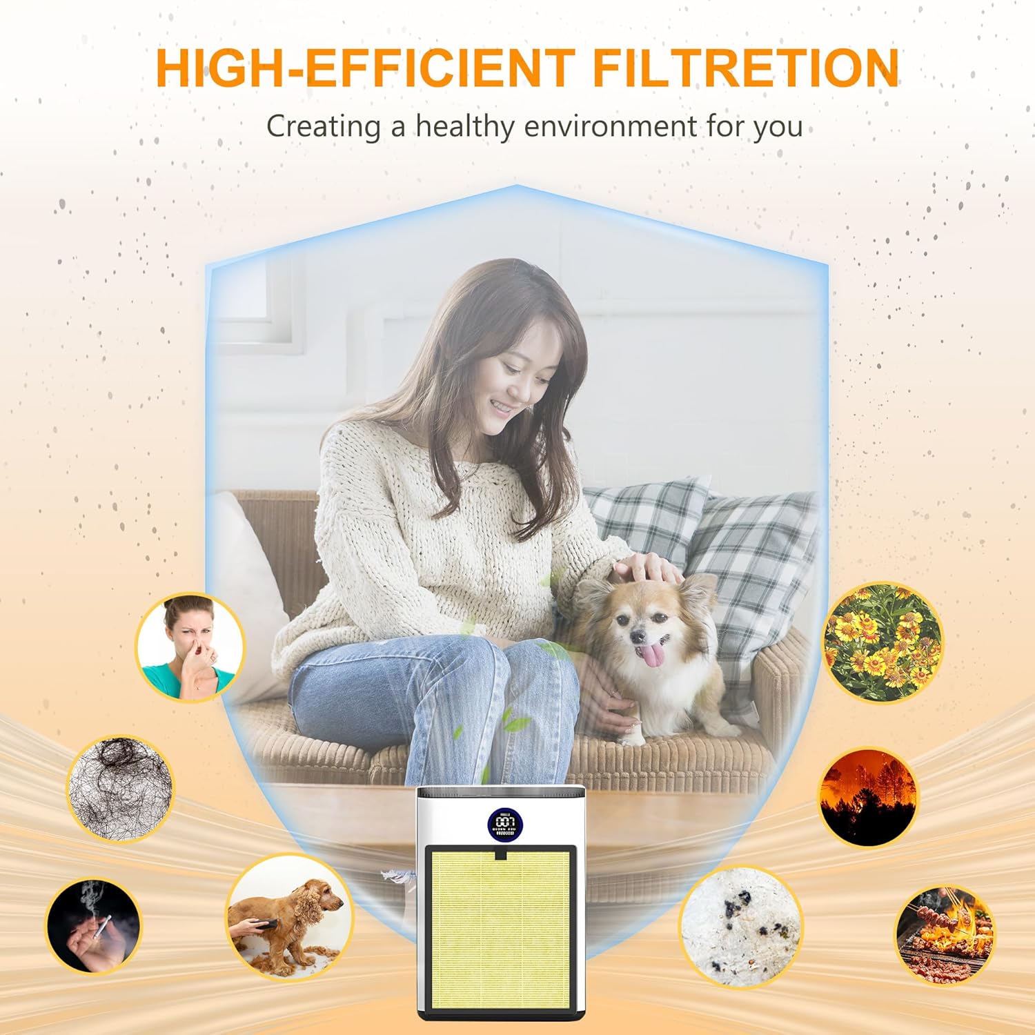 AP303 AP304 Replacement Filters, Compatible with DAYETTE & FRESHDEW Air Purifier AP303/AP304, H14 HEPA Filter with Activated Carbon, 4 Pack (Pet Filter) - Image 7