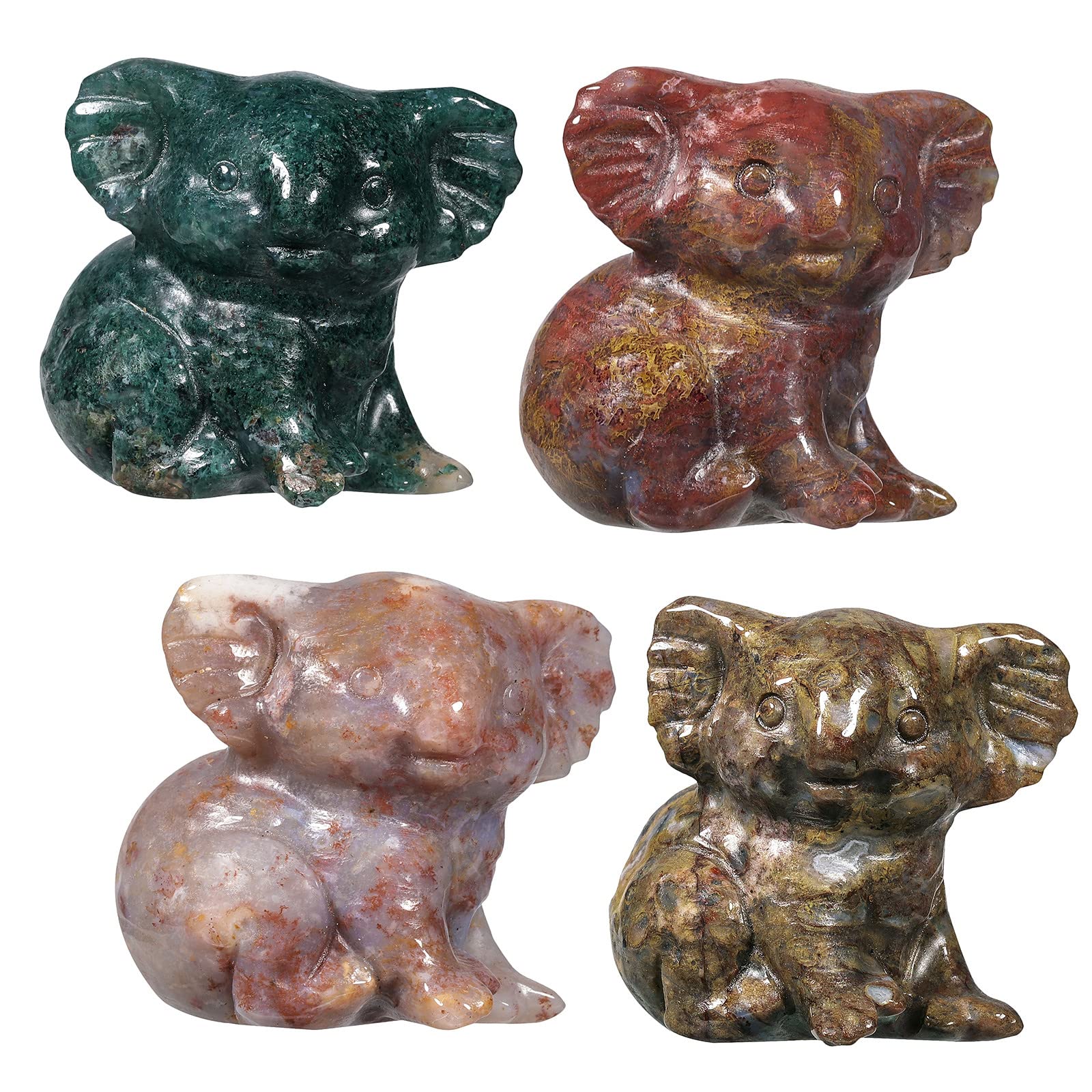 Nupuyai 2pcs Indian Agate Mini Crystal Stone Statue Carved Animal Kangaroo Set - Image 3