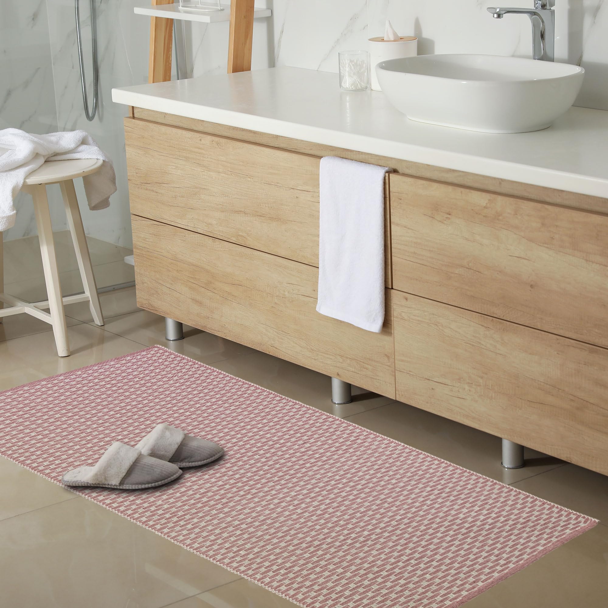Home My Own | Passatoia Cucina Antiscivolo Lavabile a Pelo Corto Tappeto Passatoia Assorbente da Bagno o Soggiorno 100% Cotone Riciclato Tappeto Moderno Lavabile in Lavatrice, Dimensione: 80X150 cm