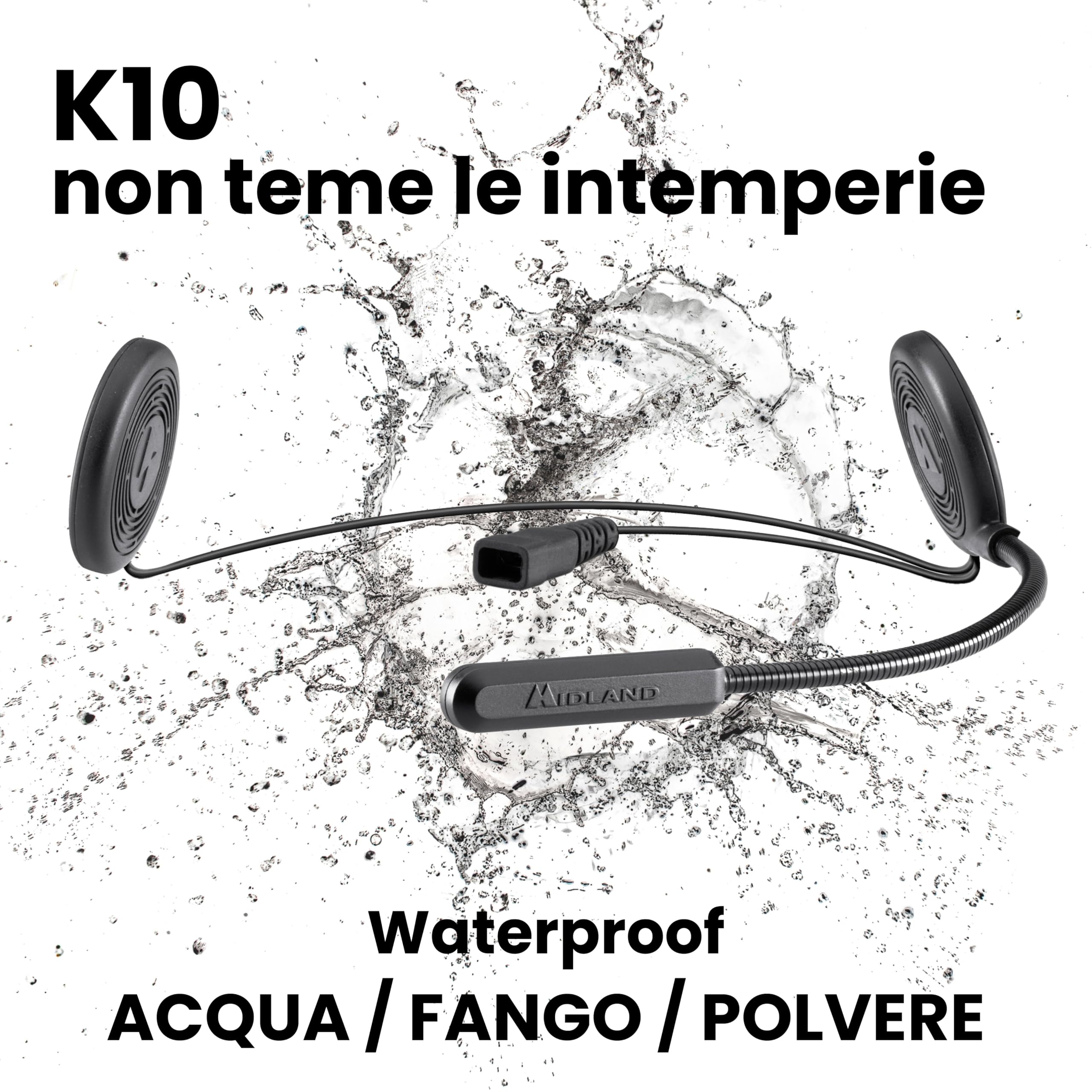 Midland Auricolare Bluetooth 5.2 Singolo Lokui K10 per Motociclisti Urbani con Filtro Anti-Rumore, Ricarica Rapida