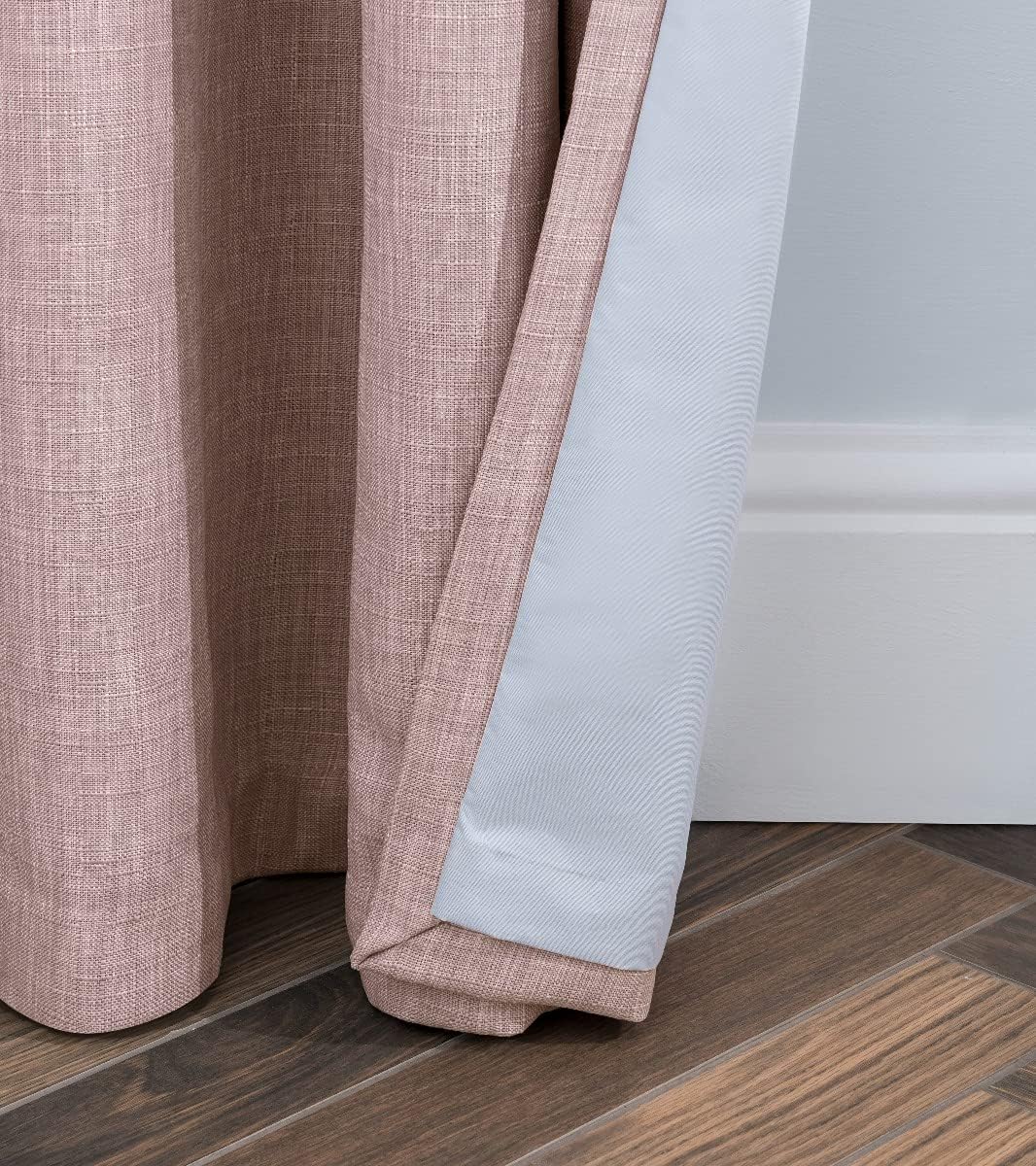 Sleepdown Linen Look Eyelet Blackout Lined Curtains Thermal Insulated for Bedroom and Living Room Blush 46 x 54 Inch - Image 5