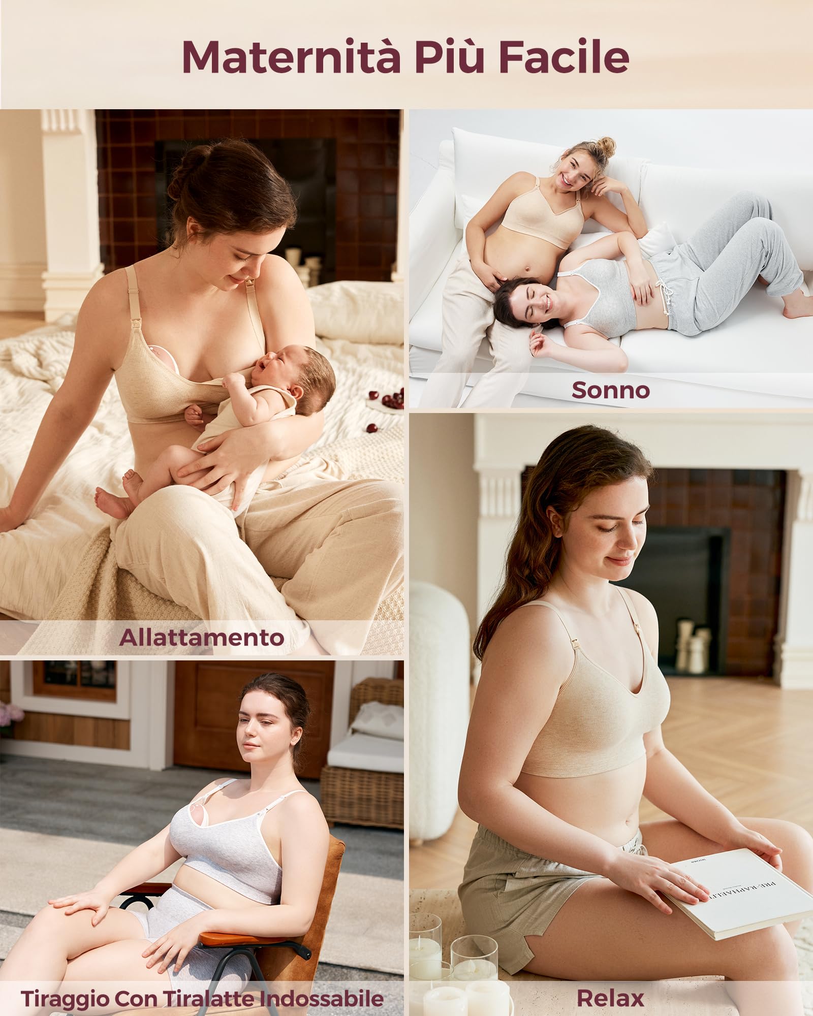 Momcozy Reggiseno allattamento allattamento allattamento morbido senza cuciture in cotone statunitense, imbottitura fissa, senza ferretto, per gravidanza