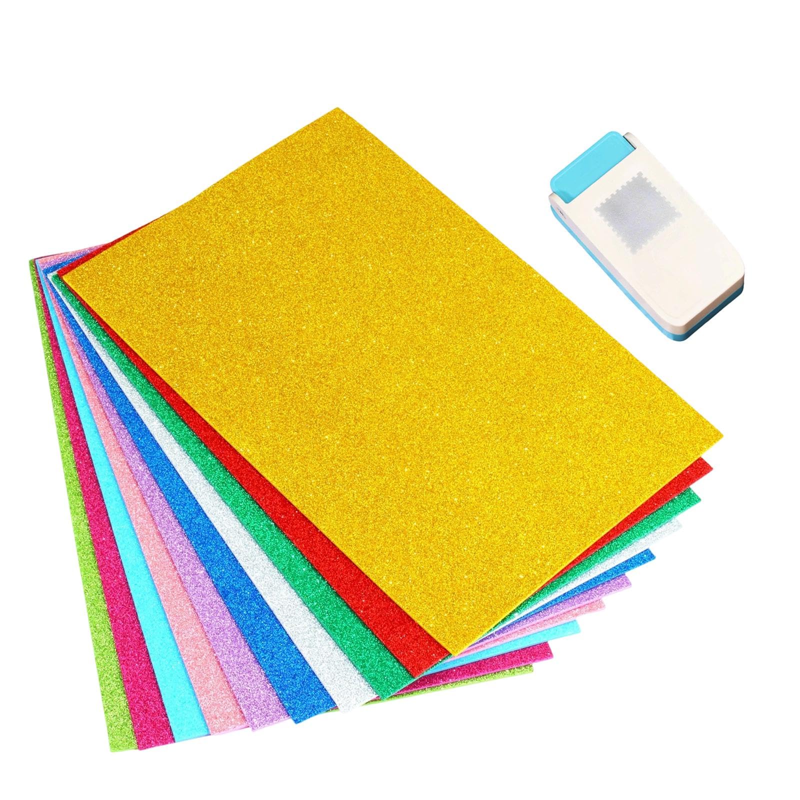 Troqueladora cuadrada para cartulina, herramienta de borde con forma de troquel, adecuada para manualidades, álbumes creativos personalizados, 10 papeles con purpurina