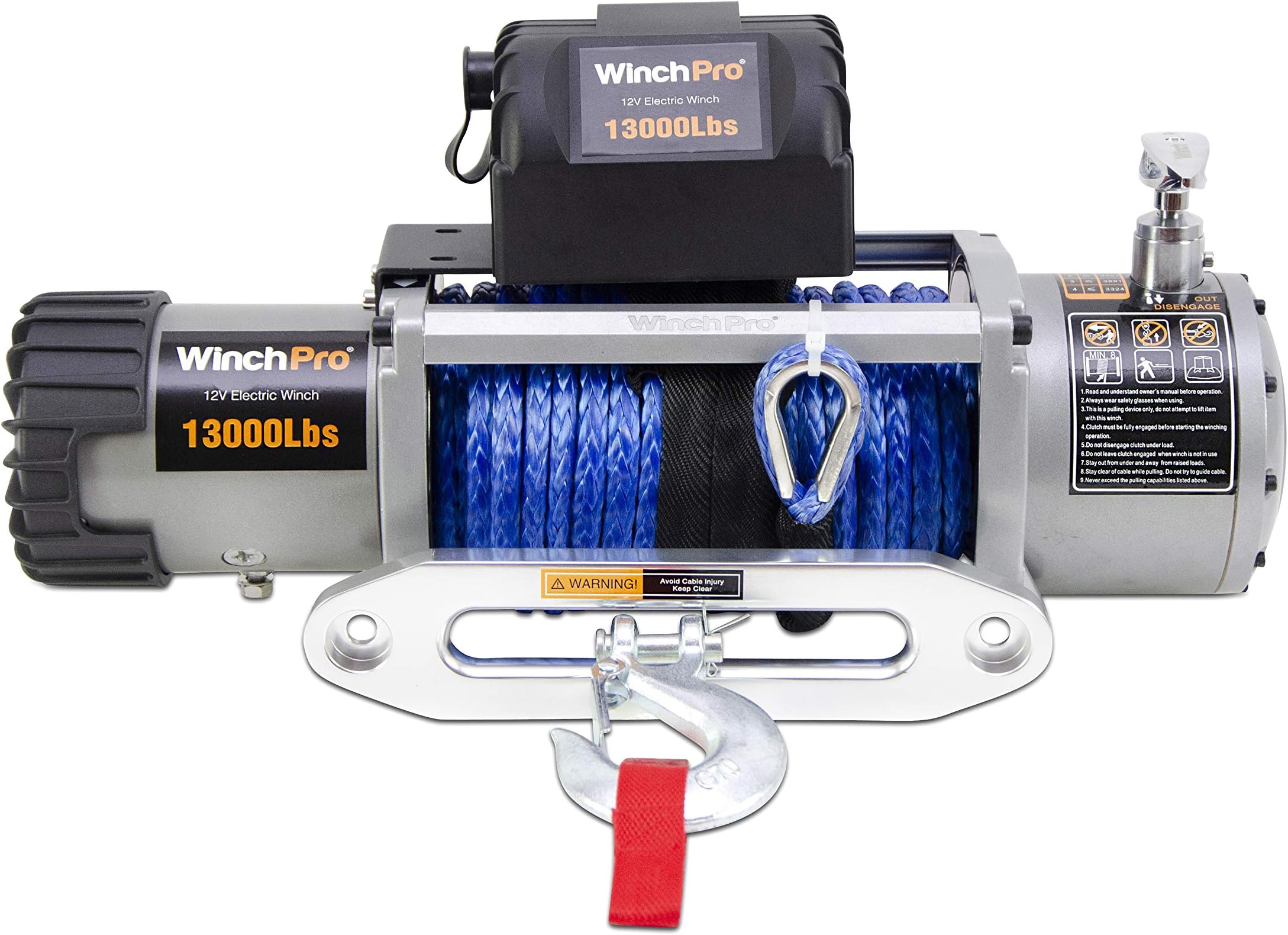 Electric Winch 12v, 5900kg/13000lbs Capacity, 26m Synthetic Dyneema Rope, 2 Remote Controls Included (1 Wireless, 1 Cable), For Offroad, 4x4, Towtrucks
