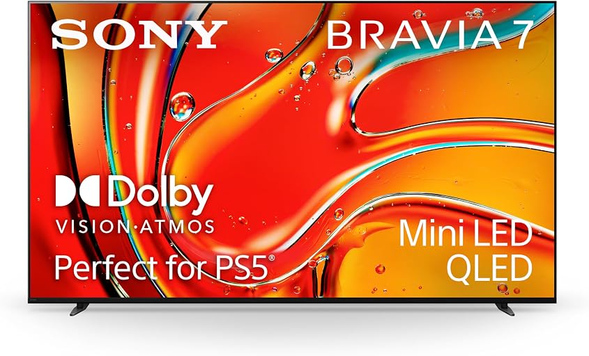 Sony 85 Inch BRAVIA 7 Mini LED QLED 4K HDR Smart Google TV (K-85XR70) | XR Processor with AI Technology, Dolby Vision/Atmos, PS5 Features, XR Backlight Master Drive, 4K movie credits included