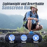 Vista 6 de Sombrero de sol para exteriores para hombre con protección UPF 50+, gorra de safari de ala ancha, sombrero de pesca con solapa para el cuello