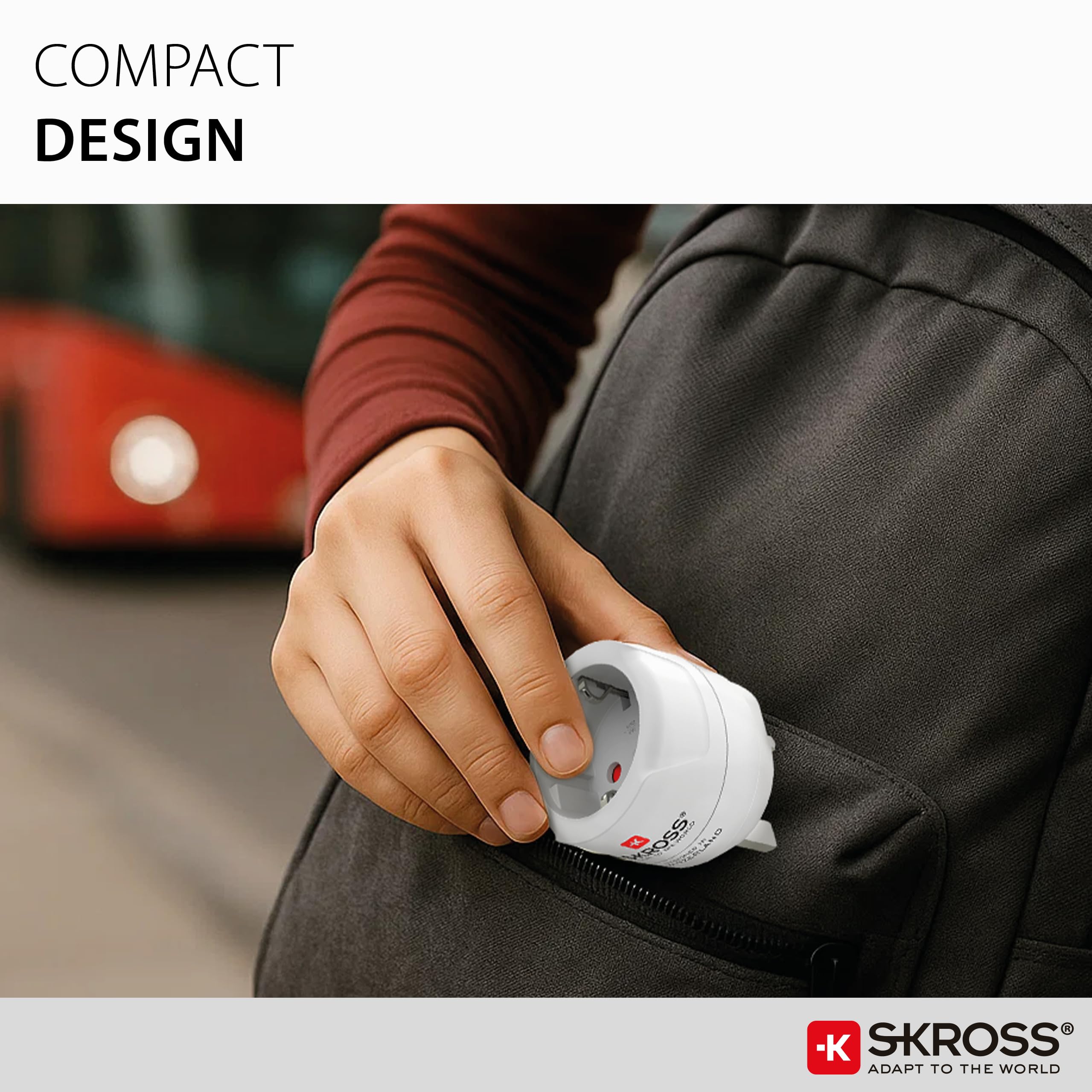 SKROSS 1.500230C-E, Europe to UK adapter podróżny do podróży z Europy w Wielkiej Brytanii