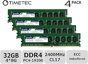 Timetec Hynix IC 32GB KIT (4x8GB) DDR4 2400MHz PC4-19200 Unbuffered ECC 1.2V CL17 1Rx8 Single Rank 288 Pin UDIMM Server Memory RAM Module Upgrade (32GB KIT (4x8GB))RAM Module Upgrade (32GB KIT(4x8GB)) - coolthings.us