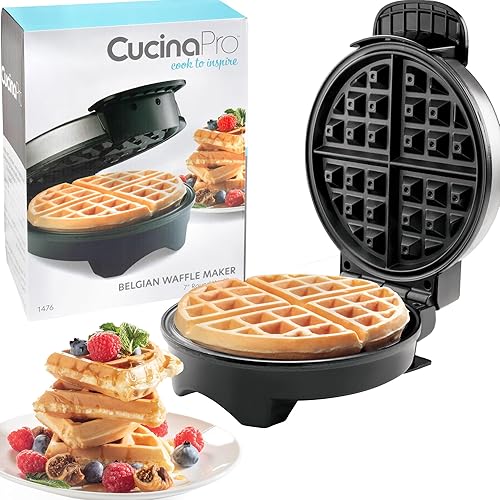 Máquina de gofres belga plancha antiadherente de 7 pulgadas con control de oscurecimiento ajustable panadero hace waffles gruesos y esponjosos gran