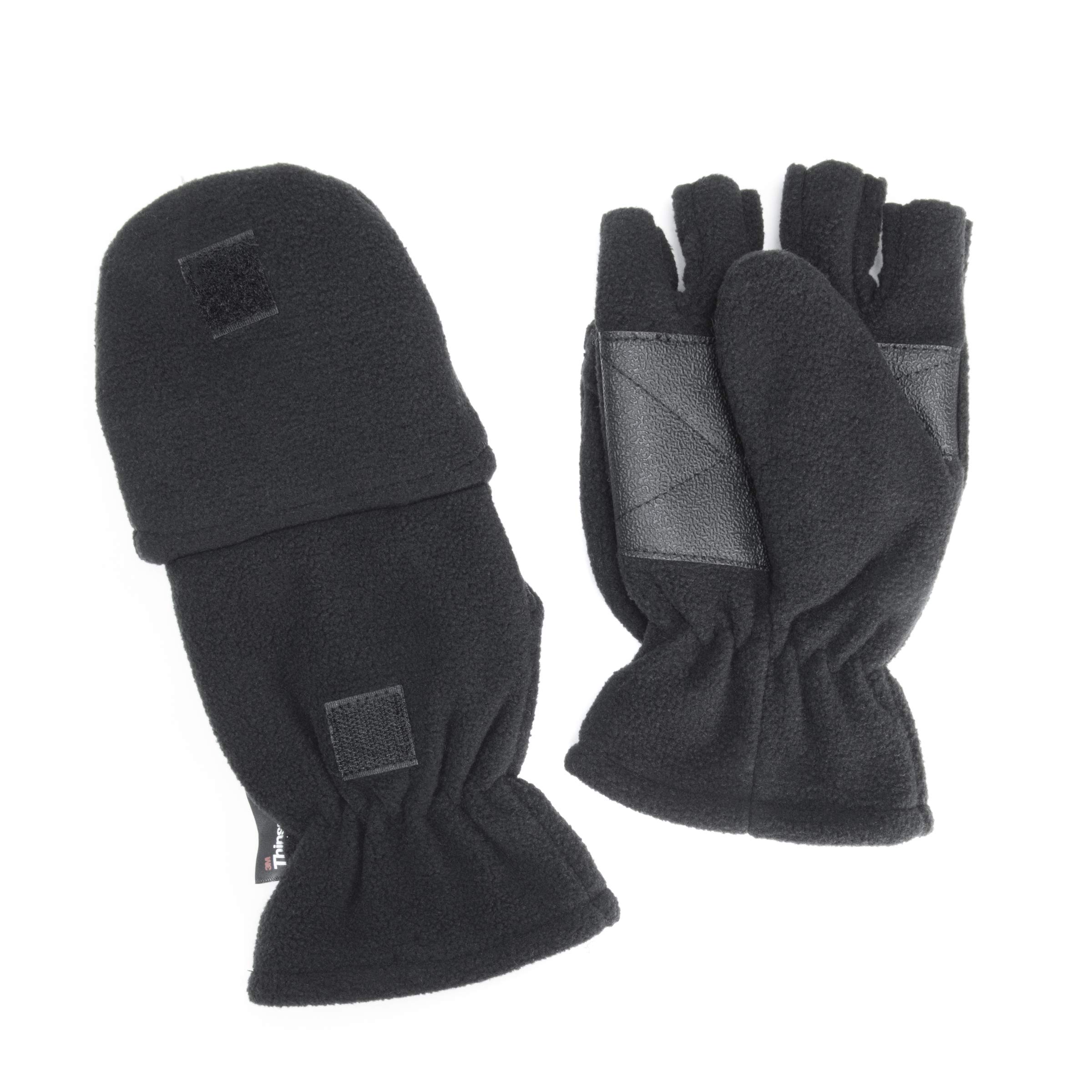 Muk Luks Men's Fleece Flip Mitten-adv Black, X-Large at