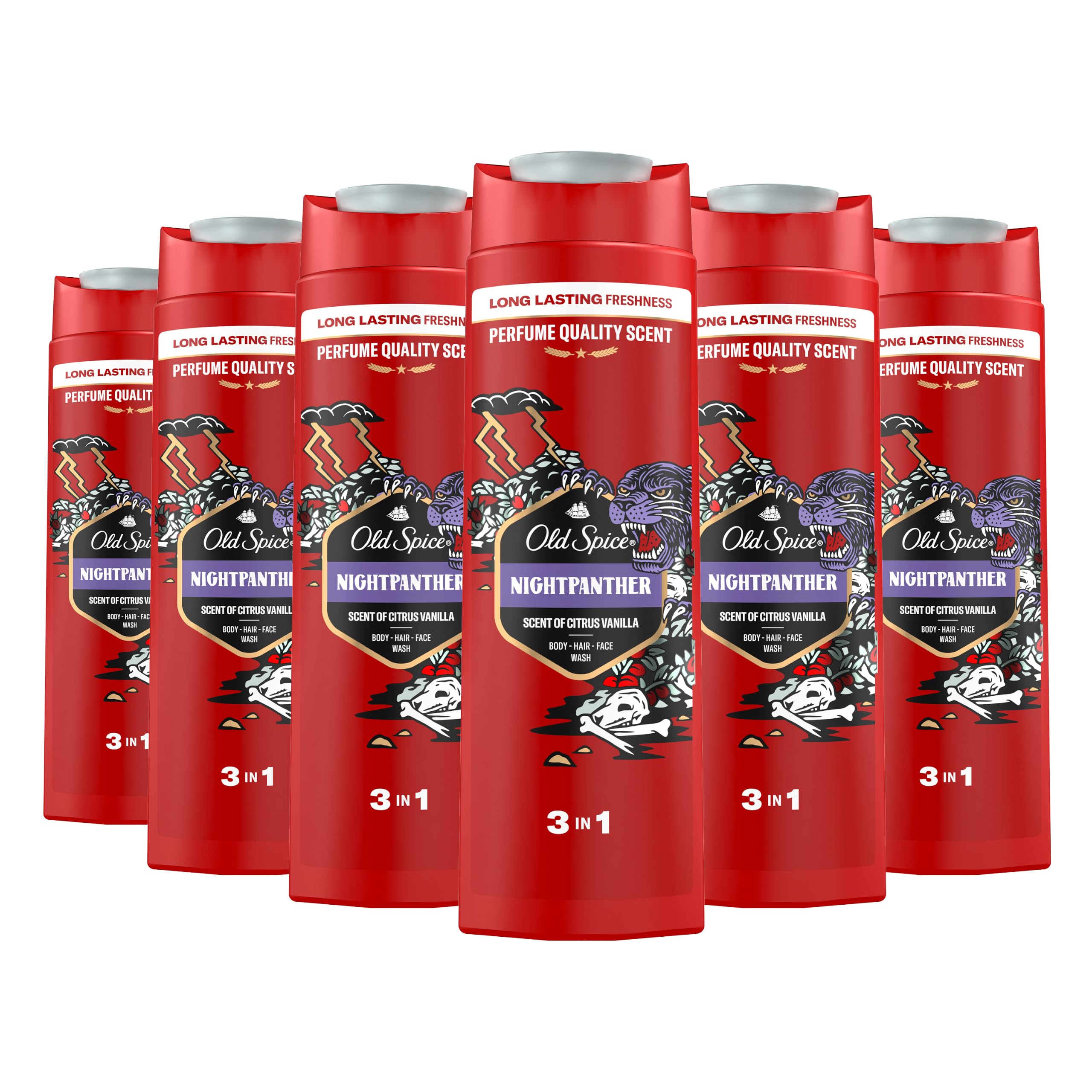 Old Spice Night Panther Shower Gel & Shampoo 400ml | 3-in-1 body-hair-face wash, long-lasting freshness