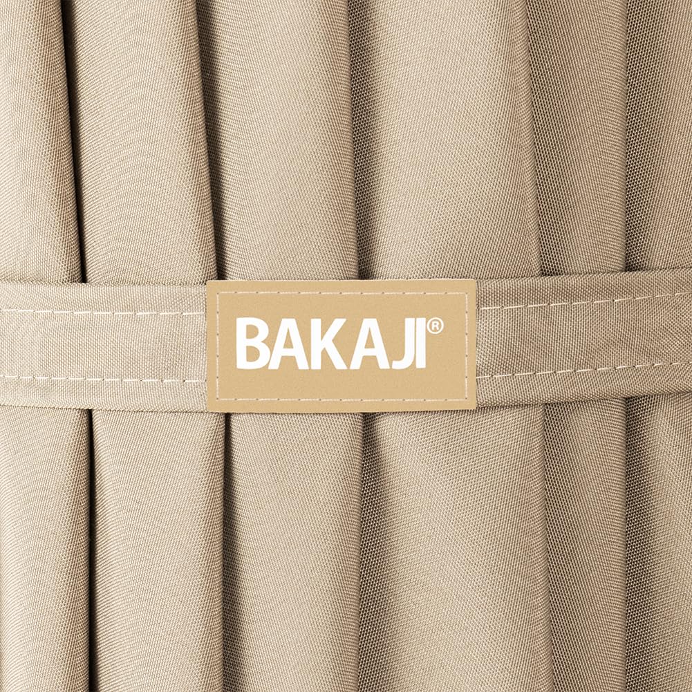 BAKAJI Ombrellone da Giardino Diametro 270 cm con Luci Led e Sistema Antivento, Parasole da Esterno con 8 Ribs Stecche, Airvent, Ideale per Bar, Ristorante, Patio, Balcone, Apertura Manovella