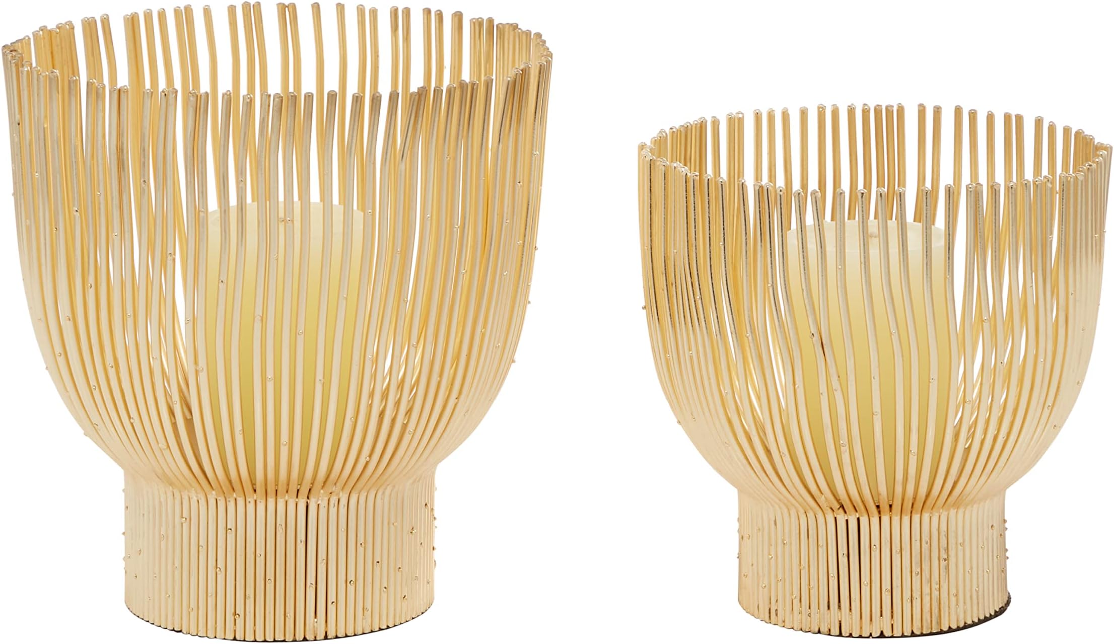 CosmoLiving by CosmopolitanContemporary Metal Wedge Candle Holder, Set of 2 9", 8"H, Gold