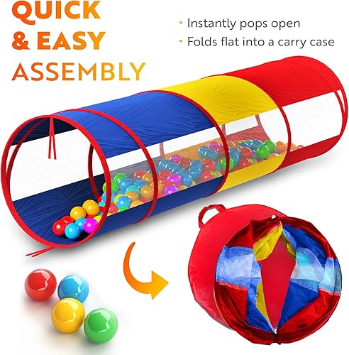 Miniatura 7 de Playz Casa de juegos para niños, centro de juego de túnel de gimnasio de la selva para niños, niñas, bebés, niños pequeños con bolsa de