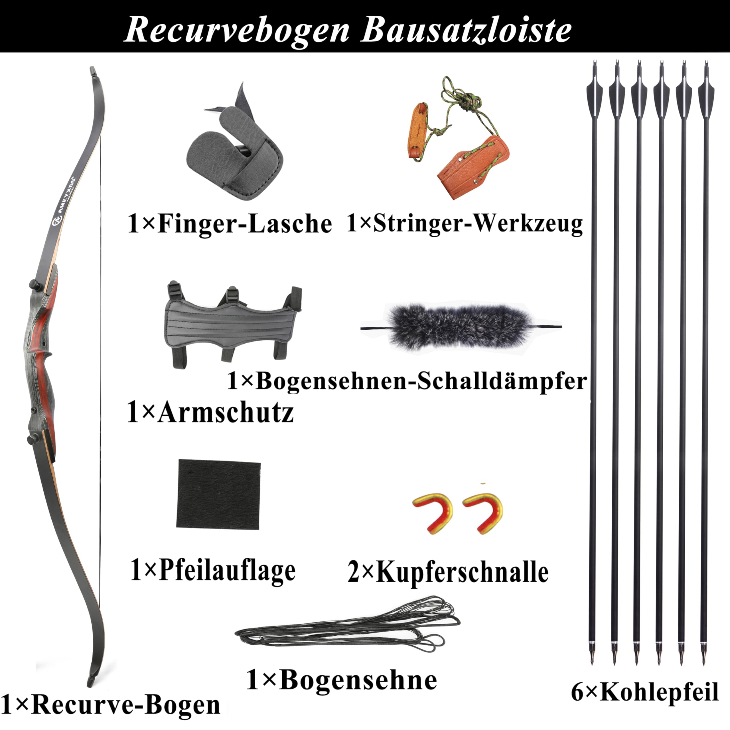 62 Zoll Takedown Recurve Bogen und Pfeil Set Bogenschießen Jagdbogen für Jugendliche und Erwachsene 20-50lbs Traditionell Holzbogen Longbogen mit