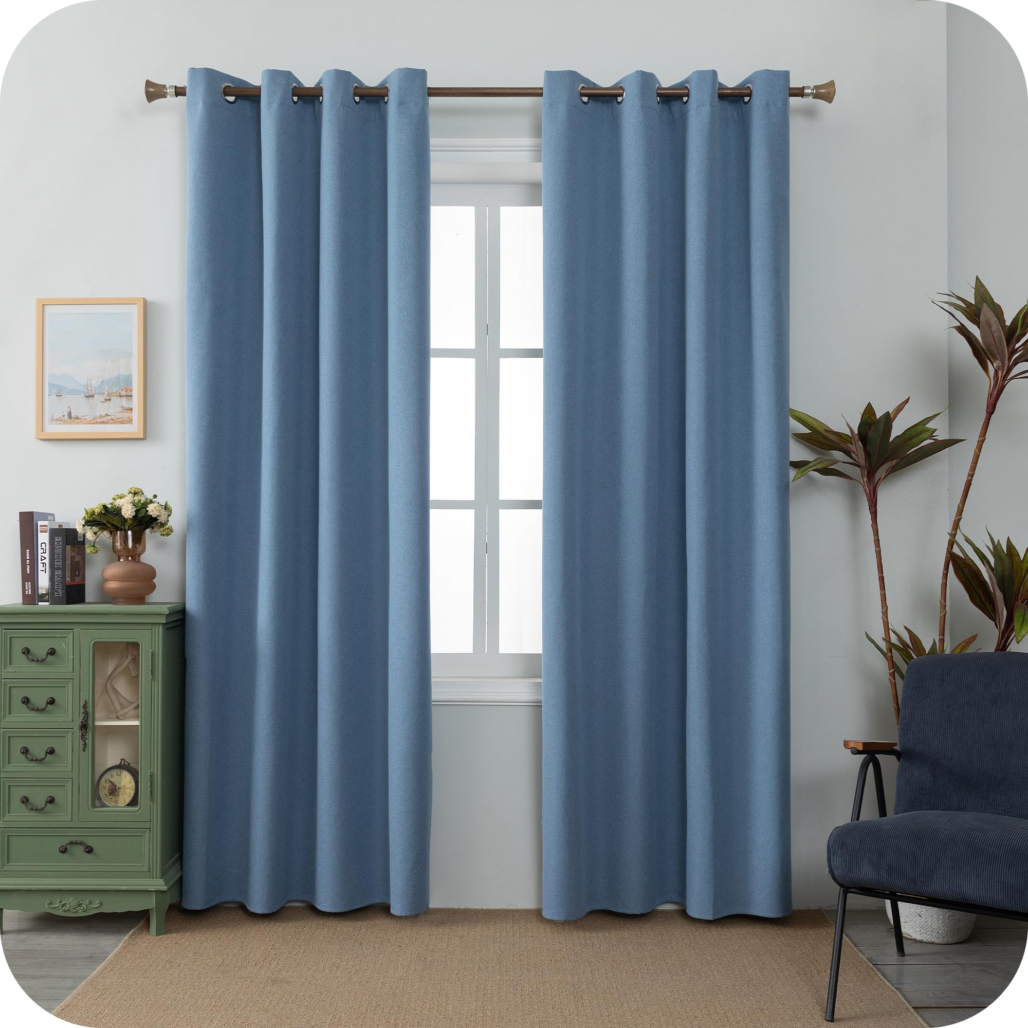 Rideaux thermiques occultants denim pour une chambre parentale ou un salon cosy