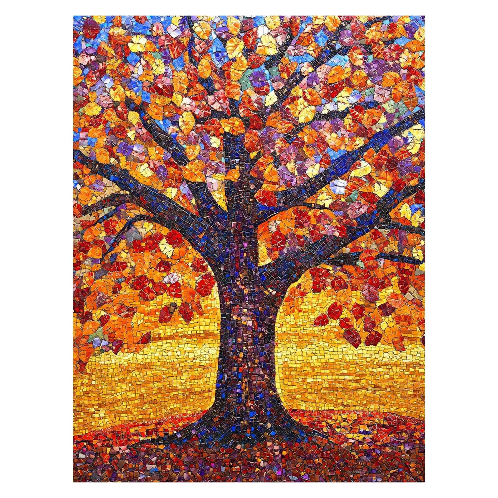 Malowanie po numerach dla dorosłych, jesienne drzewo do malowania według numerów, 61 x 71 cm, hobby DIY dla dorosłych kobiet, malowanie na płótnie farbą akrylową i pędzlami, zestaw artystyczny do
