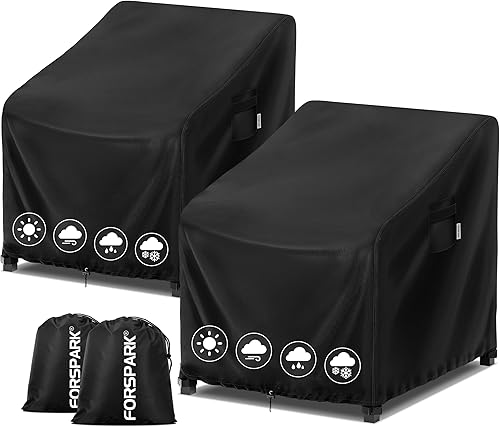 Miniatura 12 de FORSPARK Funda para sofá de patio, impermeable, resistente a los rayos UV, protector para sofá biplaza de 3 asientos, tela Oxford resistente a Negro