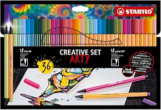 STABILO fineliner & premium felttip pens point 88 & Pen 68 | ARTY, pack of 36, 17x point 88 in 17 colours, 19x Pen 68 in 19 colours