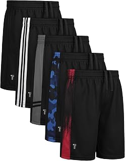 5 Pack Boys Shorts Athletic Mesh Basketball Shorts with Pockets