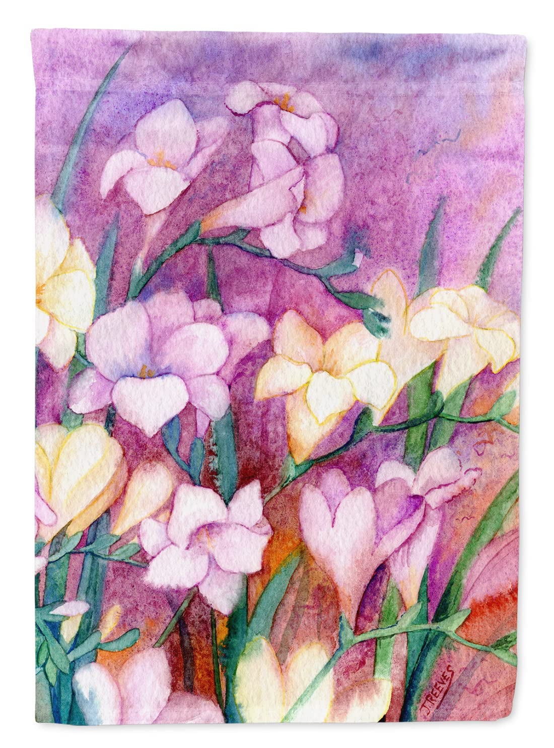 Freesias sur toile maison drapeau grand pour égayer une façade unie