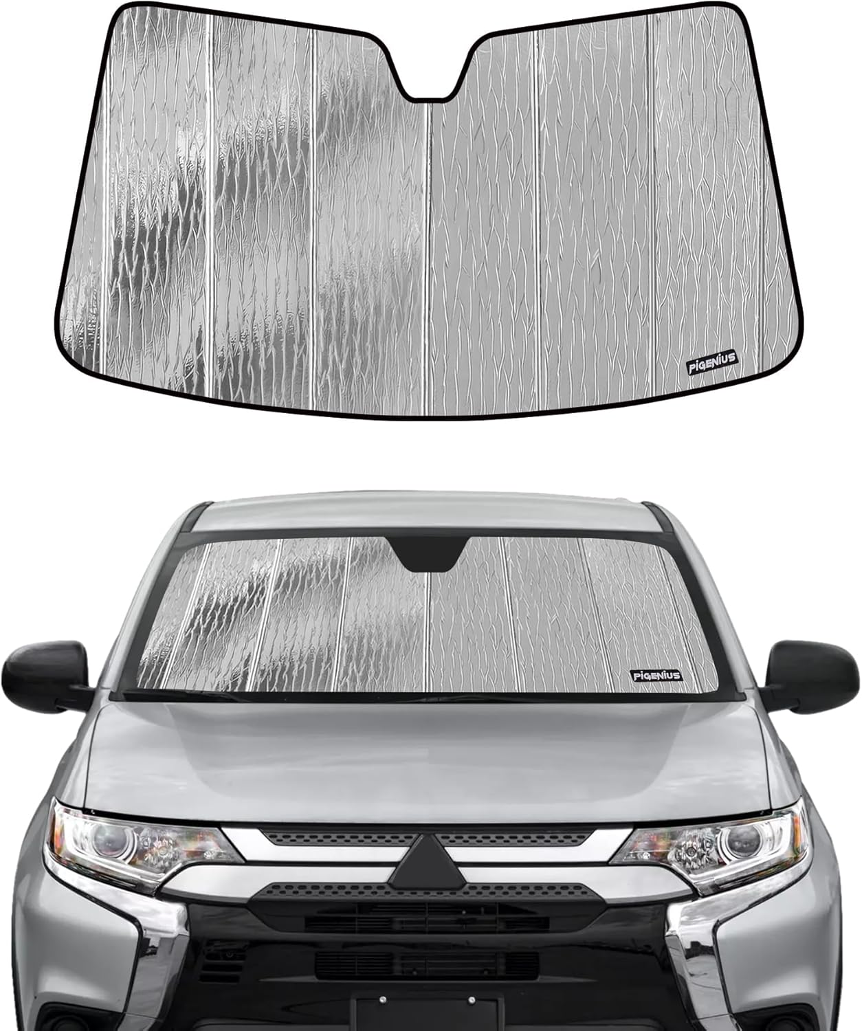 Windshield Sunshade for Mitsubishi Outlander 2014-2020 (NOT Fit Sport), Reversible Silver/Black