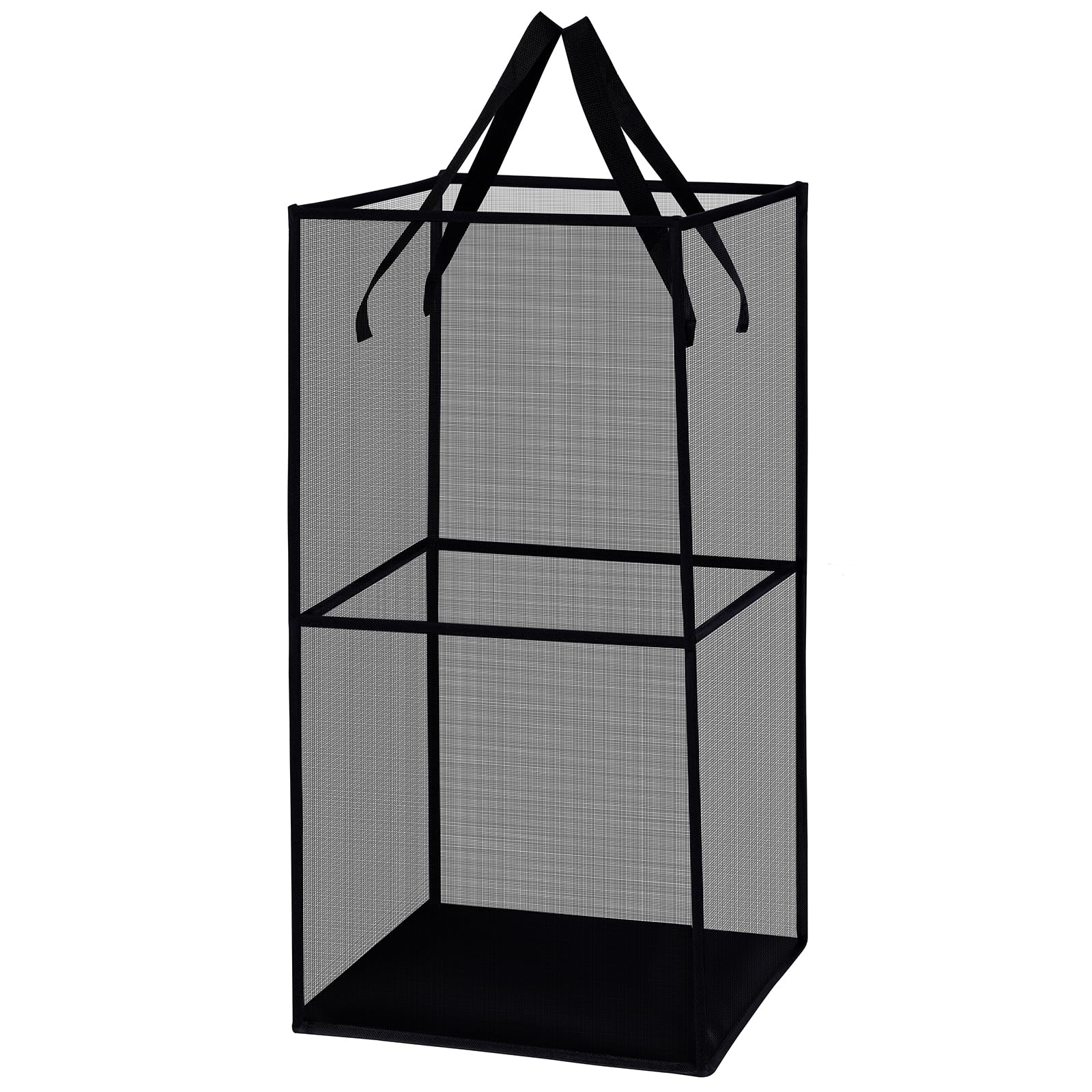 AUAUY Collapsible Laundry Basket Mesh, Double-layer Laundry Hamper with Handle, 26"x13" Large Dirty Clothes Basket, Washing Baskets for Laundry Room, Bathroom, Kids Room, College, Dorm, Travel-Black