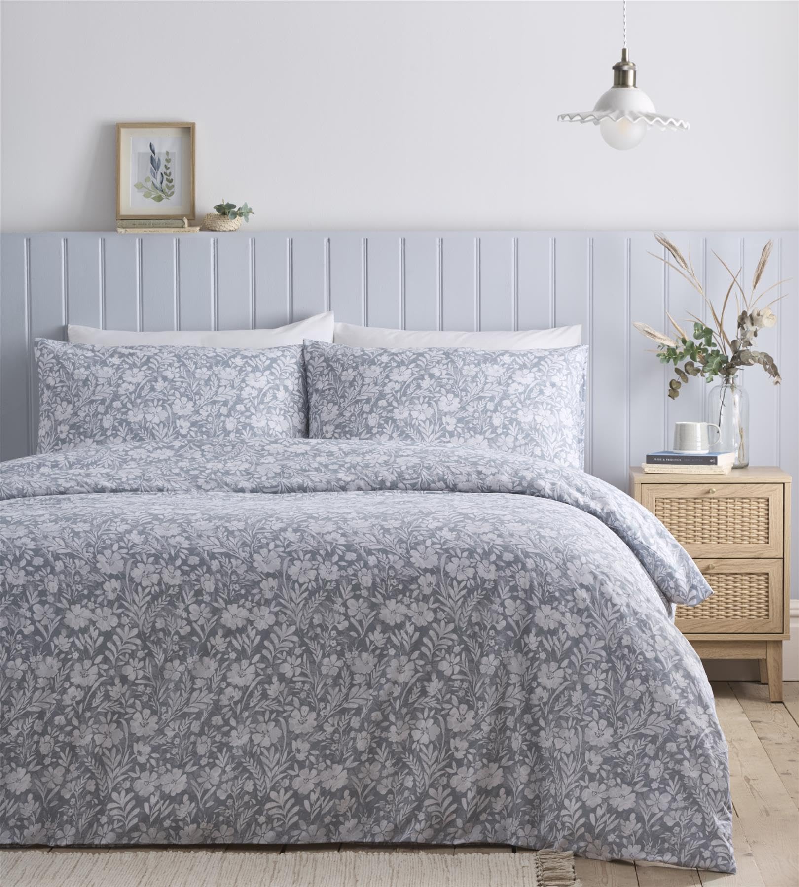 Charlotte ThomasSimply Olivia Double Bed Duvet Cover Set Floral Bedding Bed Set Grey