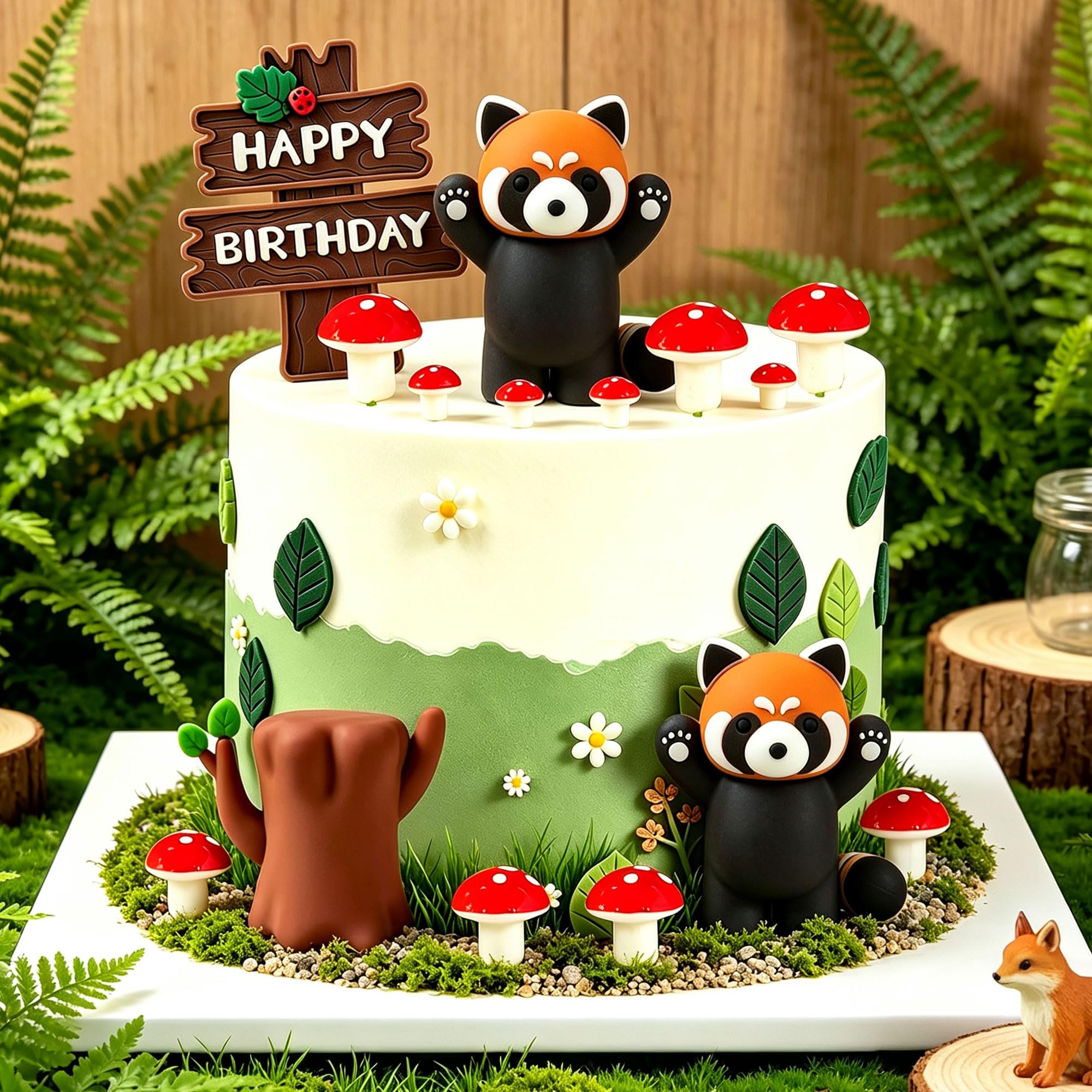 Red Panda Cake Topper Woodland Animal Zoo Safari Panda Cake Decor
