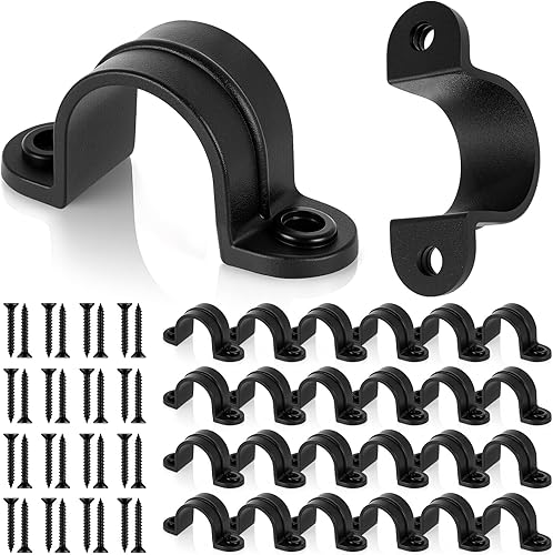 Juego de 50 correas de tubo de PVC de 1 pulgada con 100 tornillos de acero, 2 agujeros de plástico para conductos, clips negros en forma de U para