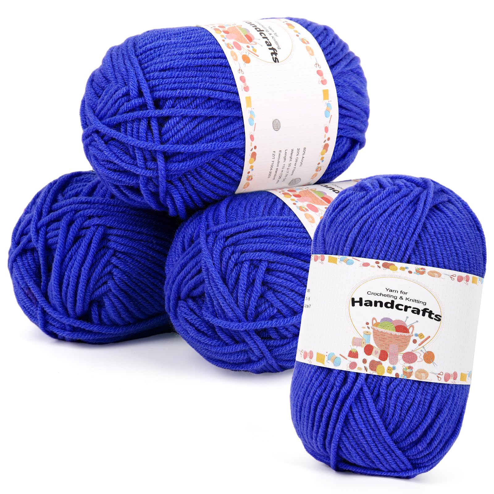 Aeelike 200g(4x50g) Häkelgarn Baumwolle zum Stricken, Langlebige Amigurumi-Set 100% Polyacryl Baumwollgarn, 5Ply Garn zum Häkeln für Socken, Mützen, Schals, Pullover, Puppen
