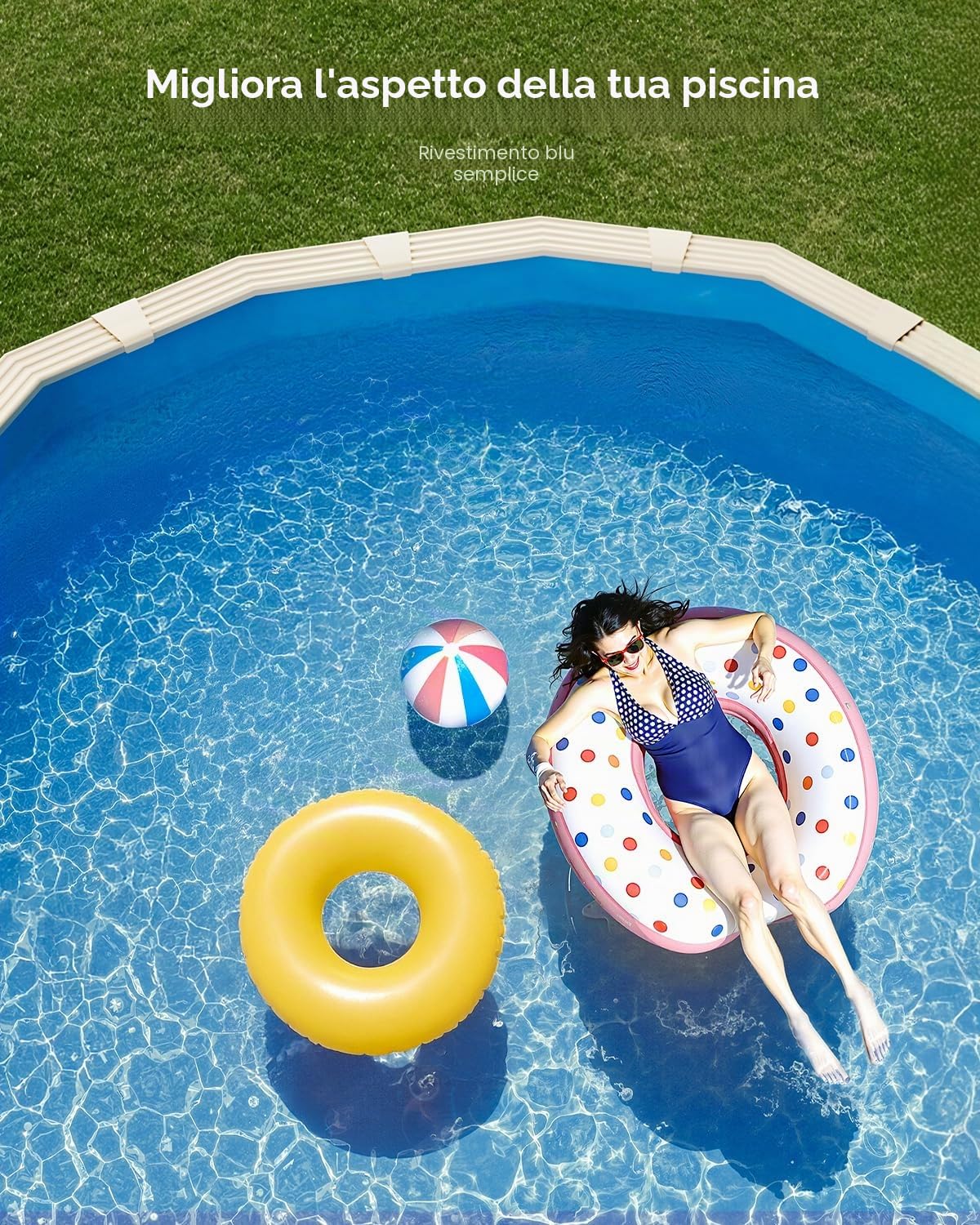 VEVOR Rivestimento per Piscina Ovale per Piscina 22 x 12,3 Piedi, Rivestimento Protezione per Pareti di Piscine Fuori Terra Altezza 52 Pollici Stile Unibead, Rivestimento Piscina in Materiale Vinile