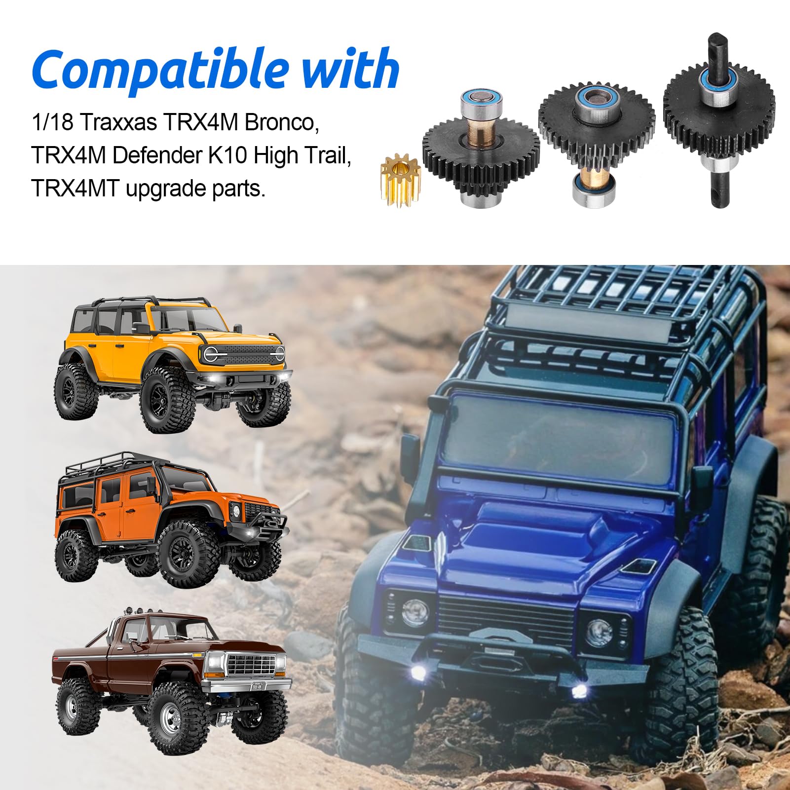 Steel Transmission Gear Set For TRX4M RC Crawlers - 16.6:1 Ratio Upgrade