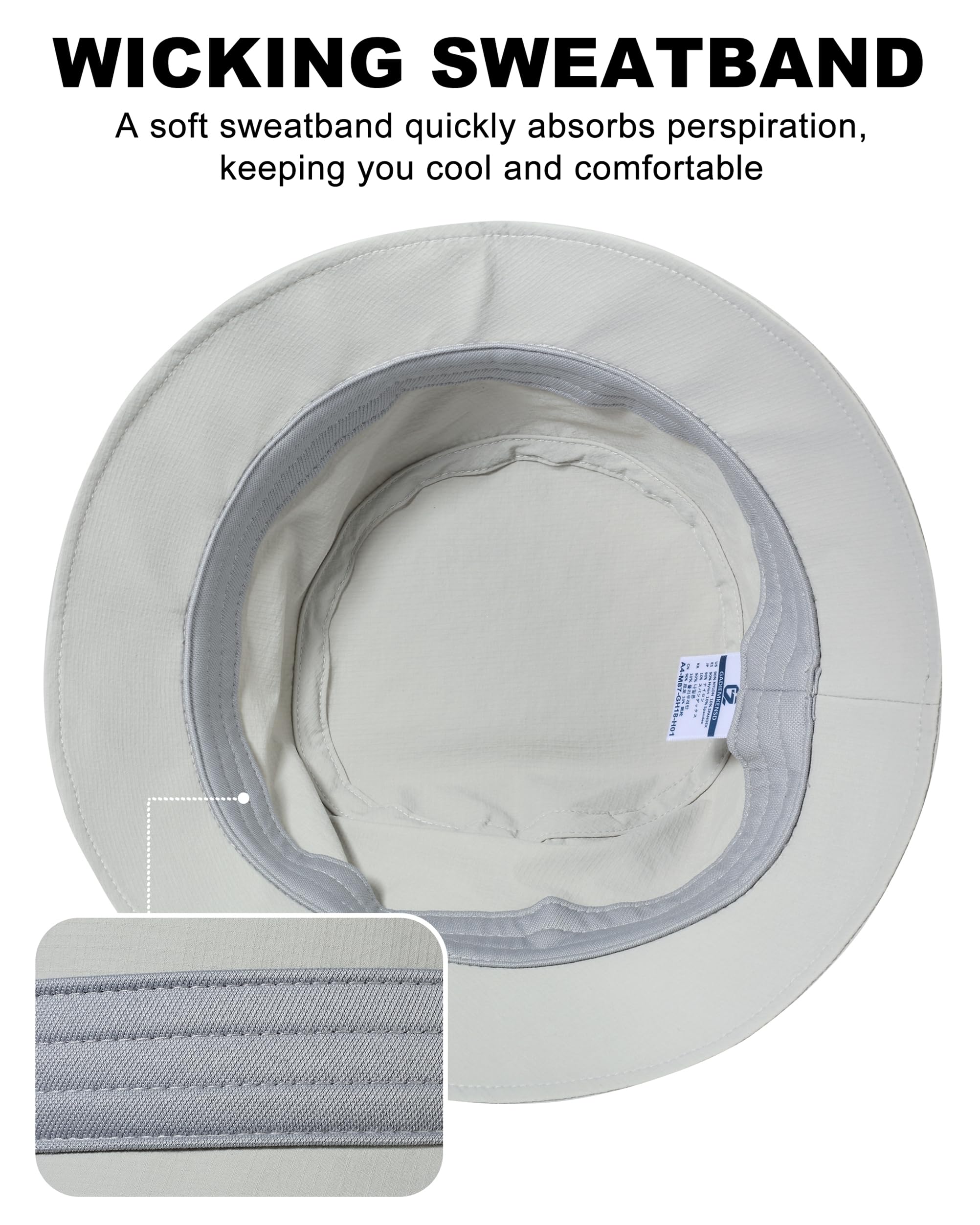 GADIEMKENSD Sombrero Tipo Bucket Repelente al Agua UPF50+, Ligero, Plegable, para Actividades al Aire Libre