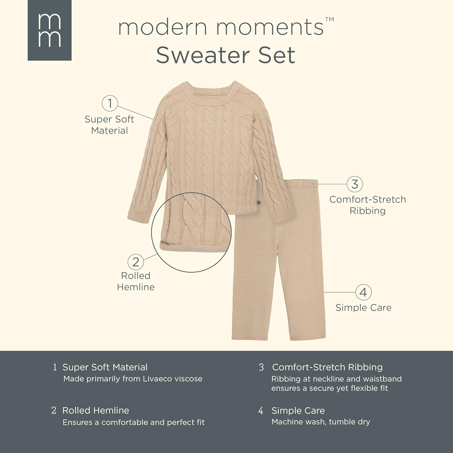 Modern Moments by Gerber Girls' Baby and Toddler Sweater and Wide Leg Pants Set - Image 6