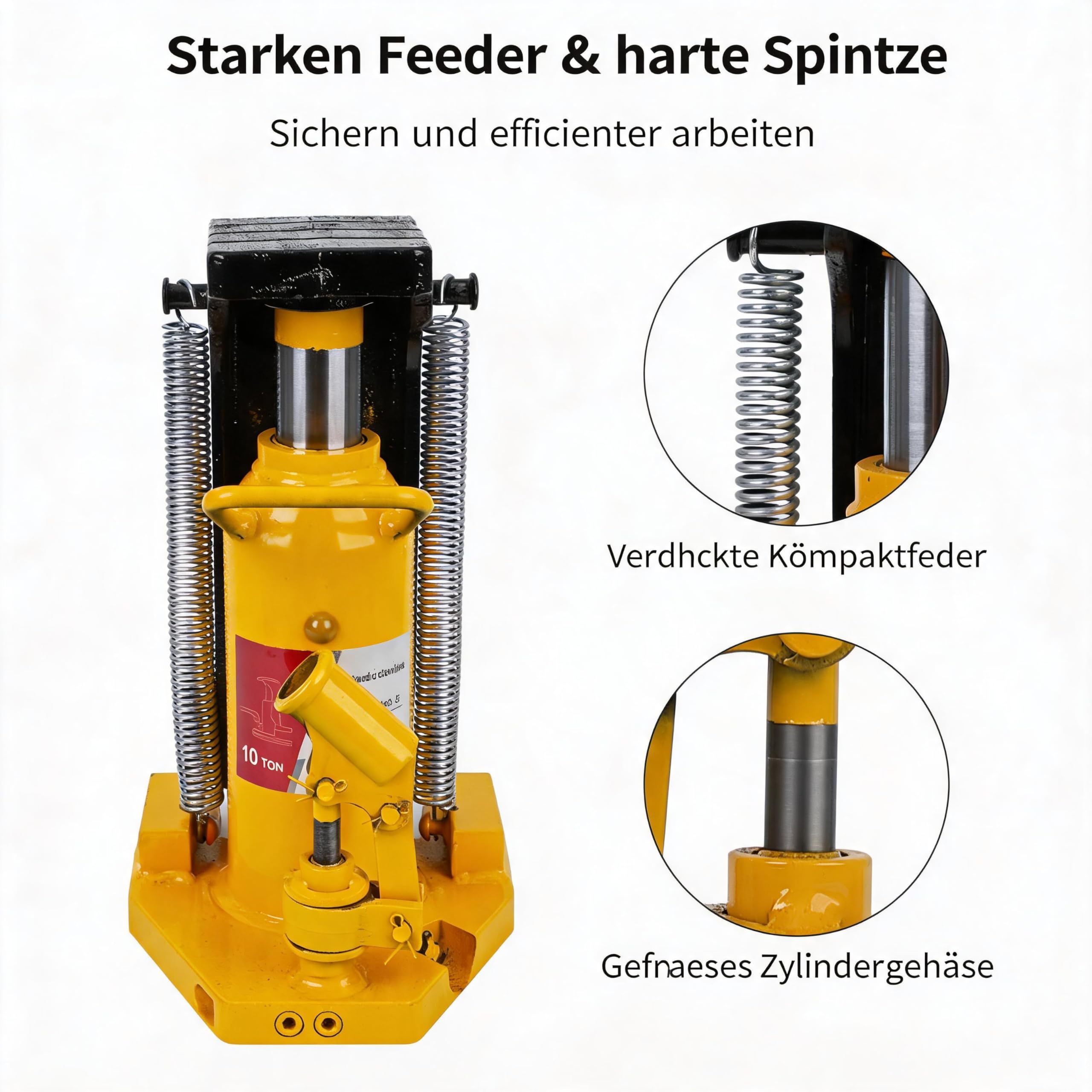 Maschinenheber 10T, Luft-Hydraulischer Maschinenheber mit Zehe und Handpumpe, Schwerlast Zehenheber aus Stahl, niedrige Bauhöhe für Maschinen, Industrieanlagen, Fahrzeugreparatur, Bauarbeiten