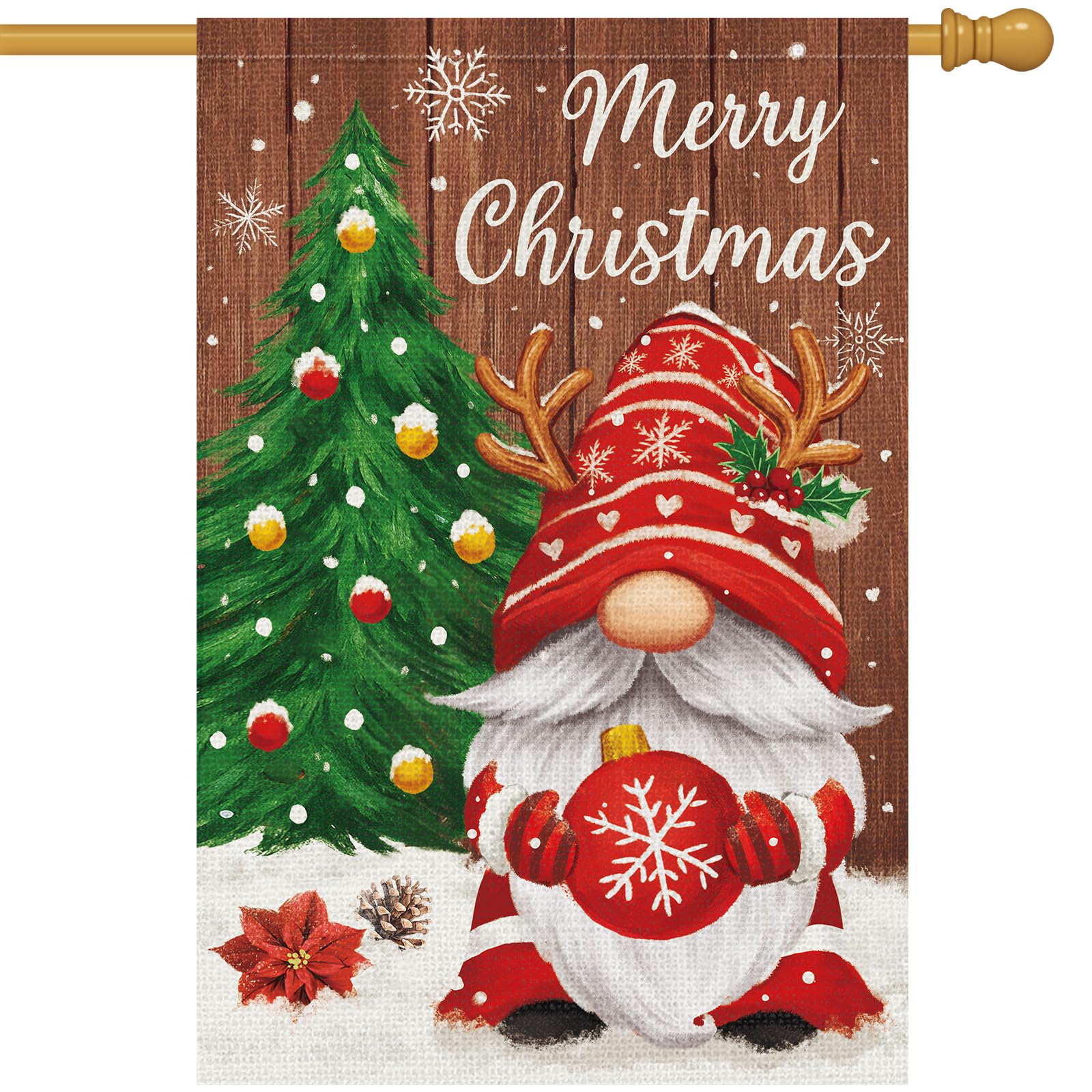 Drapeau de jardin Merry Christmas Santa Heyfibro double face grand format 71x101 cm pour cour