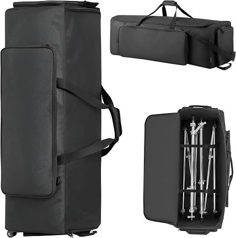 VEVOR Borsa Organizzatore Cavi DJ con Ruote in 1680D, per il Trasporto di Attrezzature per Batteria, Custodia con...