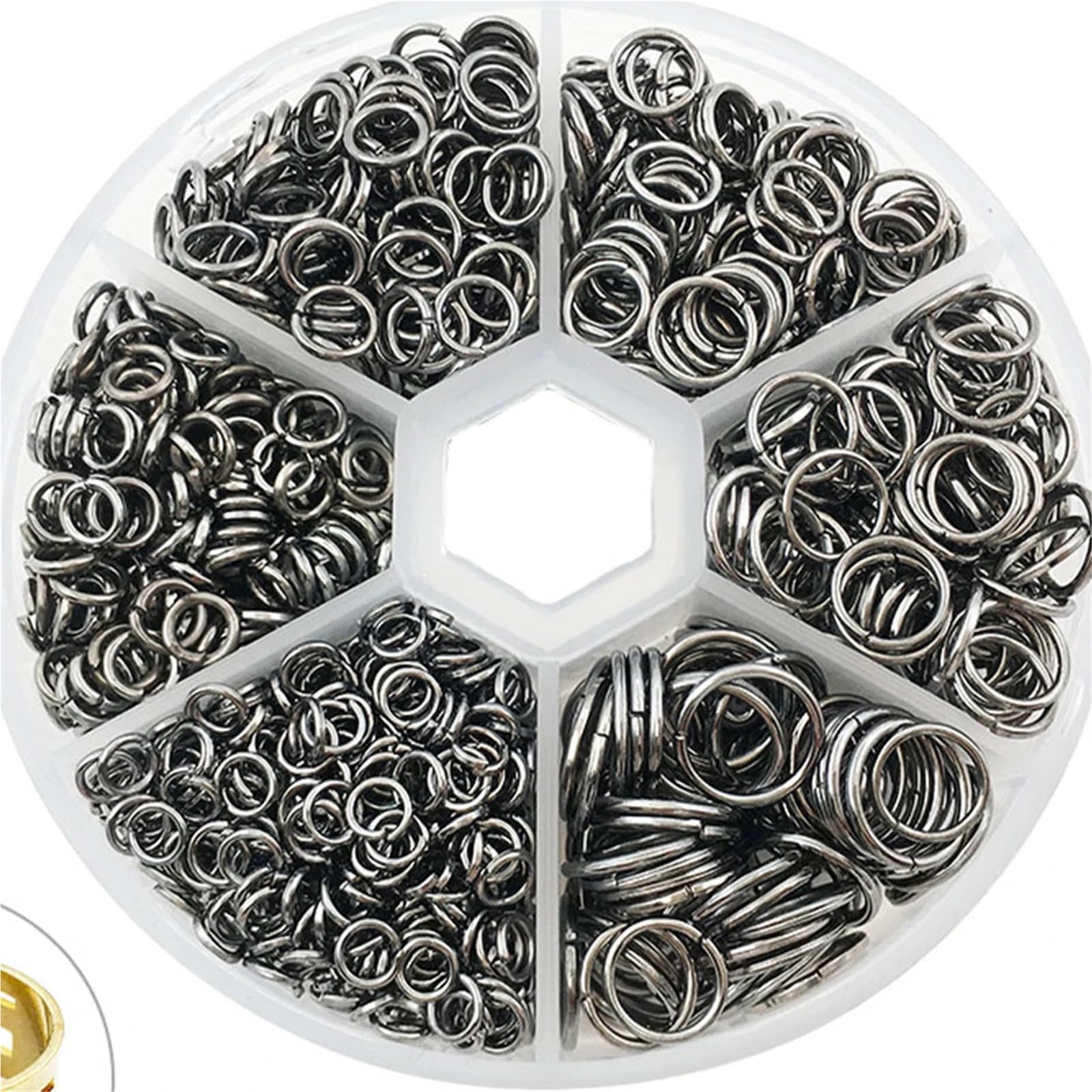 Biegeringe für Schmuckherstellung, 6 Boxen, offene Binderinge, Splitverbinder, Eisenring für DIY-Schmuckherstellung (4 mm, 6 mm, 8 mm, 10 mm) (Mix)
