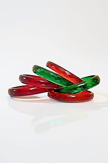 Glass bangles Kada set/Red Green Mehrun color for women (set of 6)